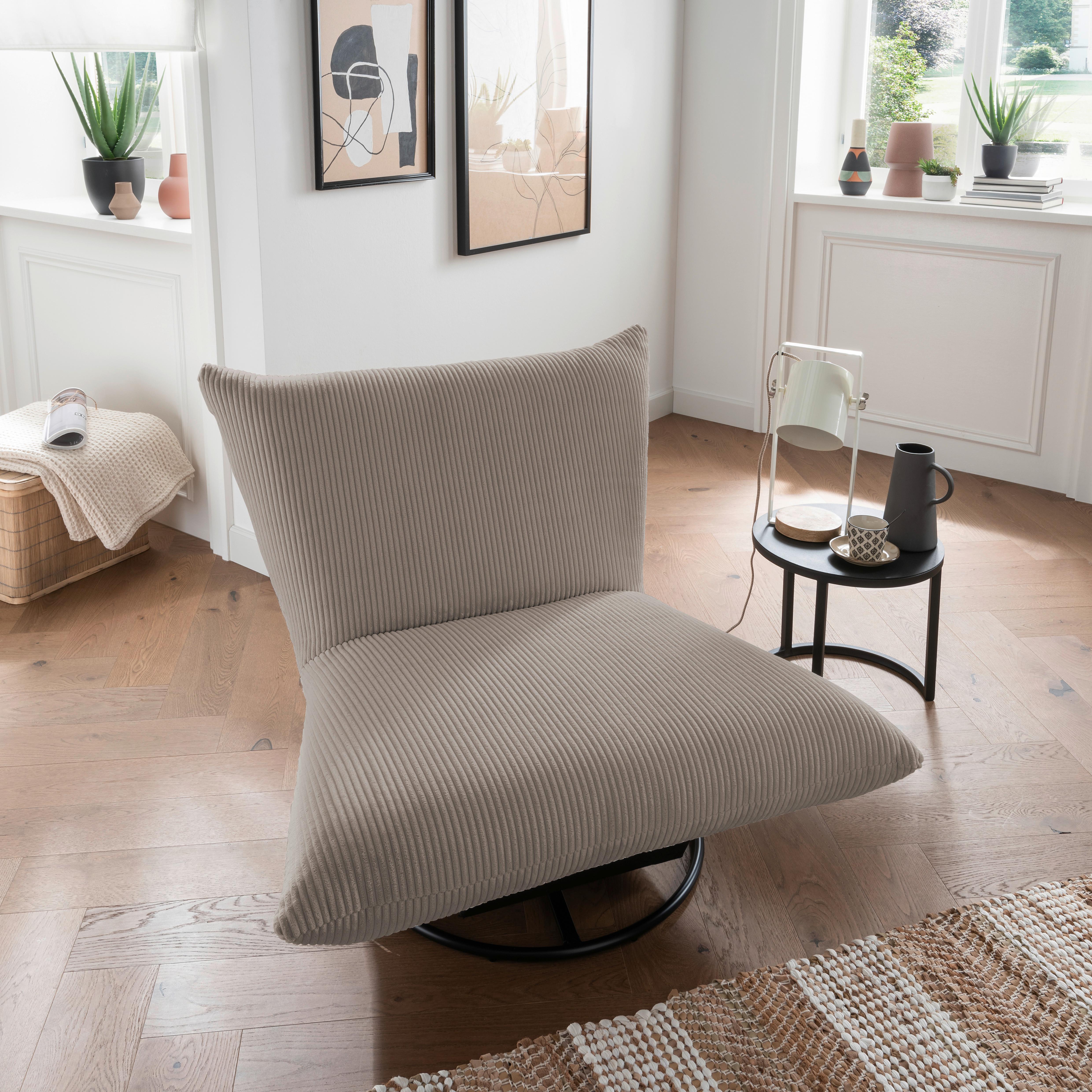 Relaxsessel Cremona Graubraun - Graubraun/Schwarz, Design, Textil/Metall (100/78/96cm) - Livetastic