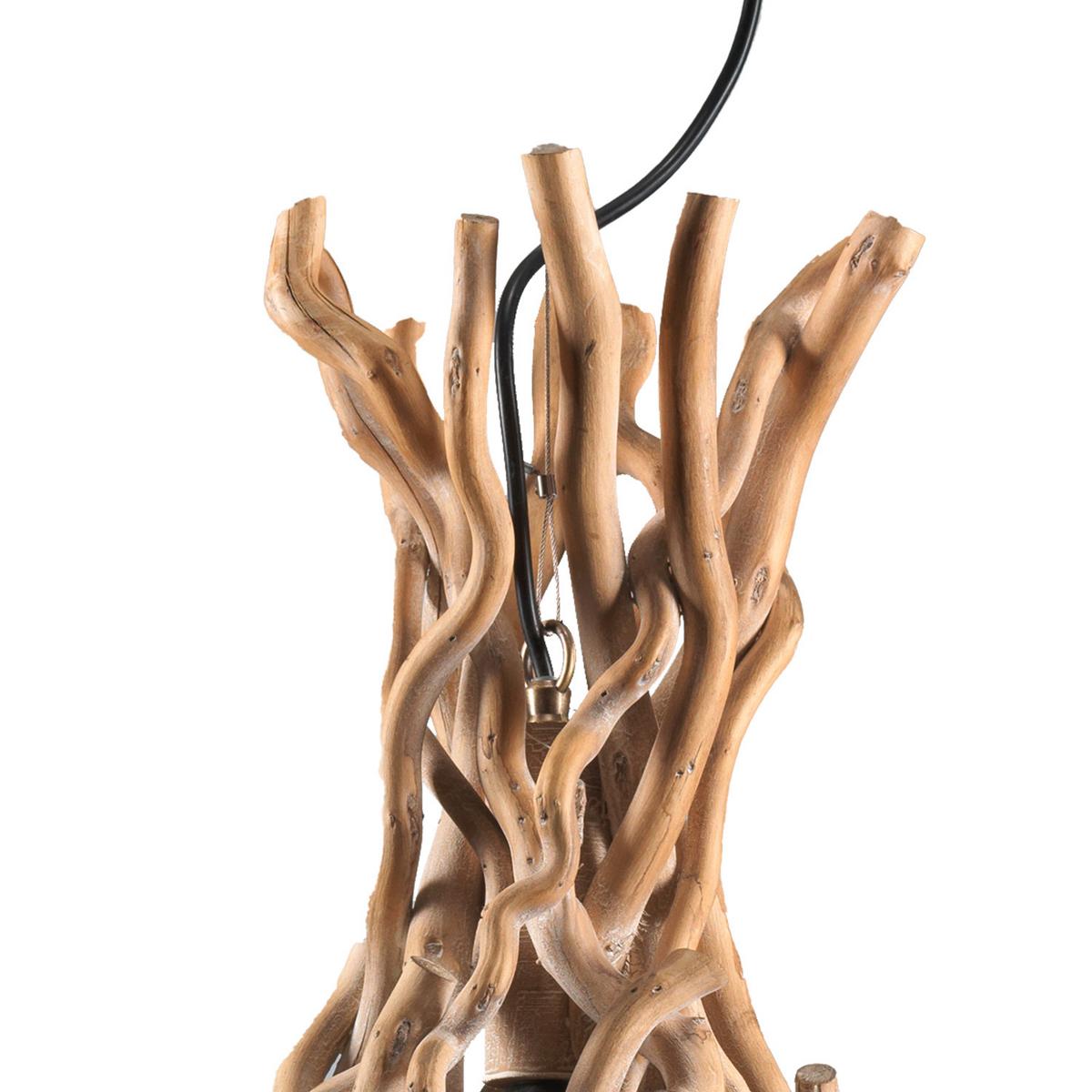 Hängeleuchte Agar Schwarz/Akaziefarben max. 22 W - Schwarz/Akaziefarben, Natur, Holz/Metall (34/34/125cm)