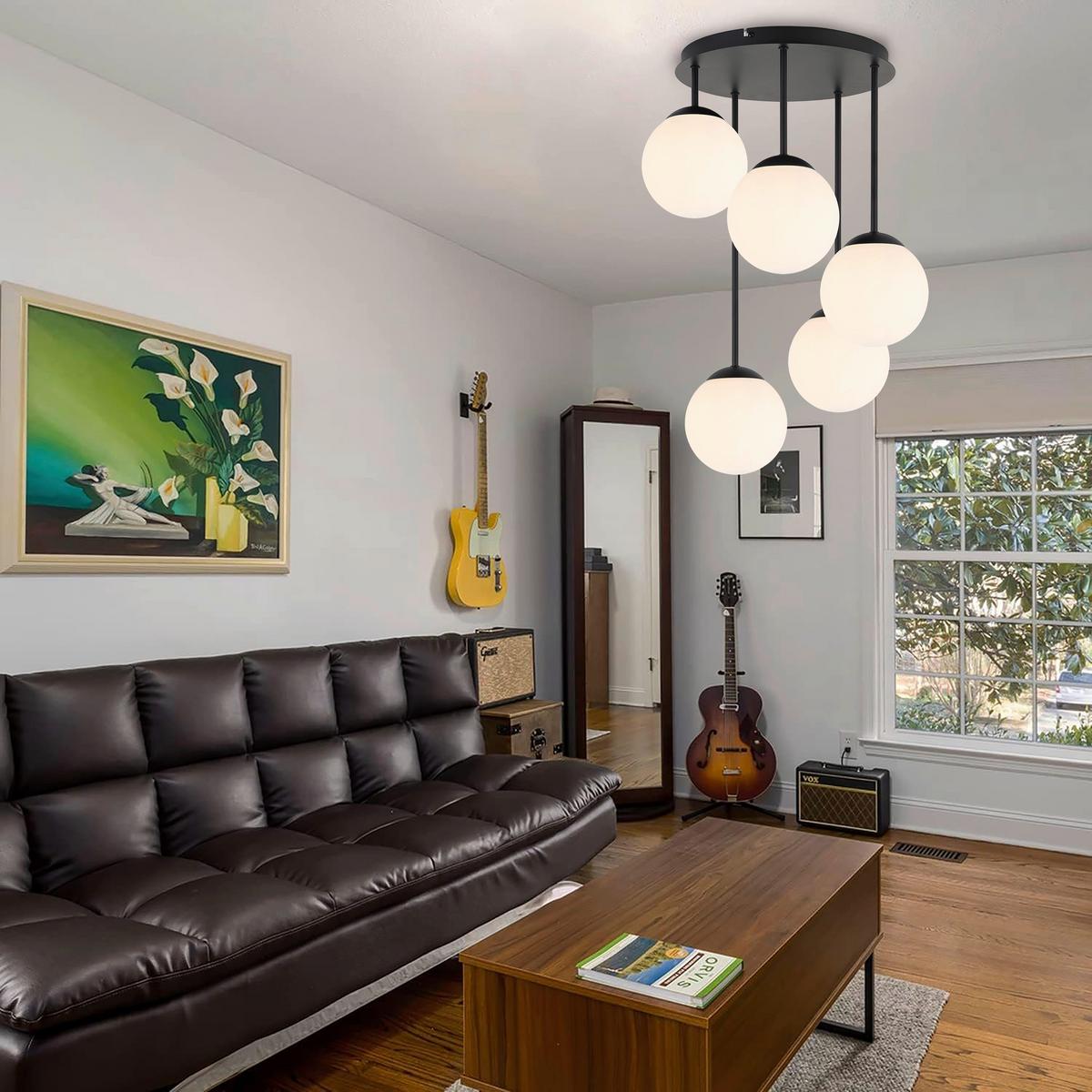 LAMPA WISZĄCA MADLEEN - czarny/biały, Trend, metal/szkło (42/59,5cm) - Novel