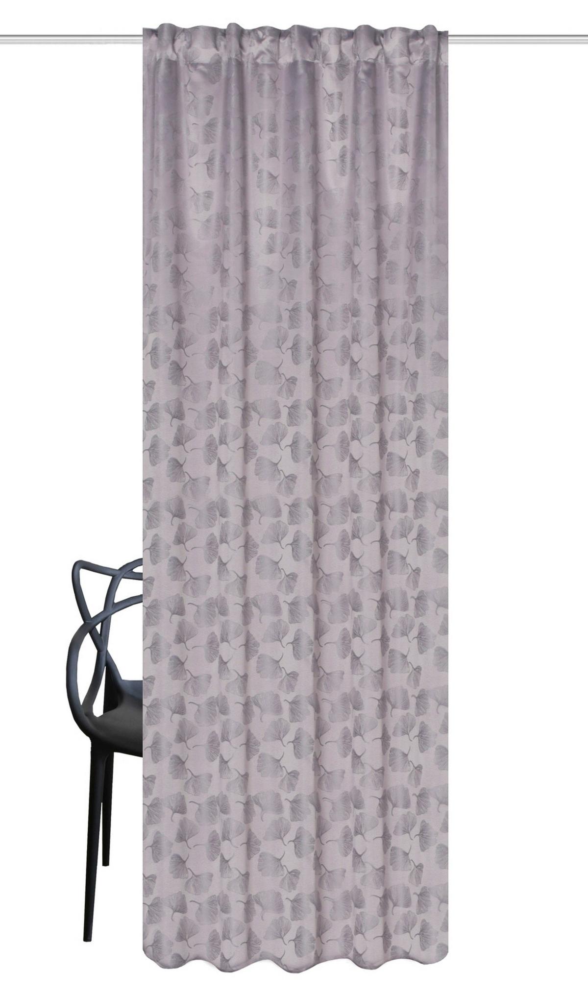 ZASŁONA GOTOWA GINGKO - szary, Trend, tkanina (135/145cm)