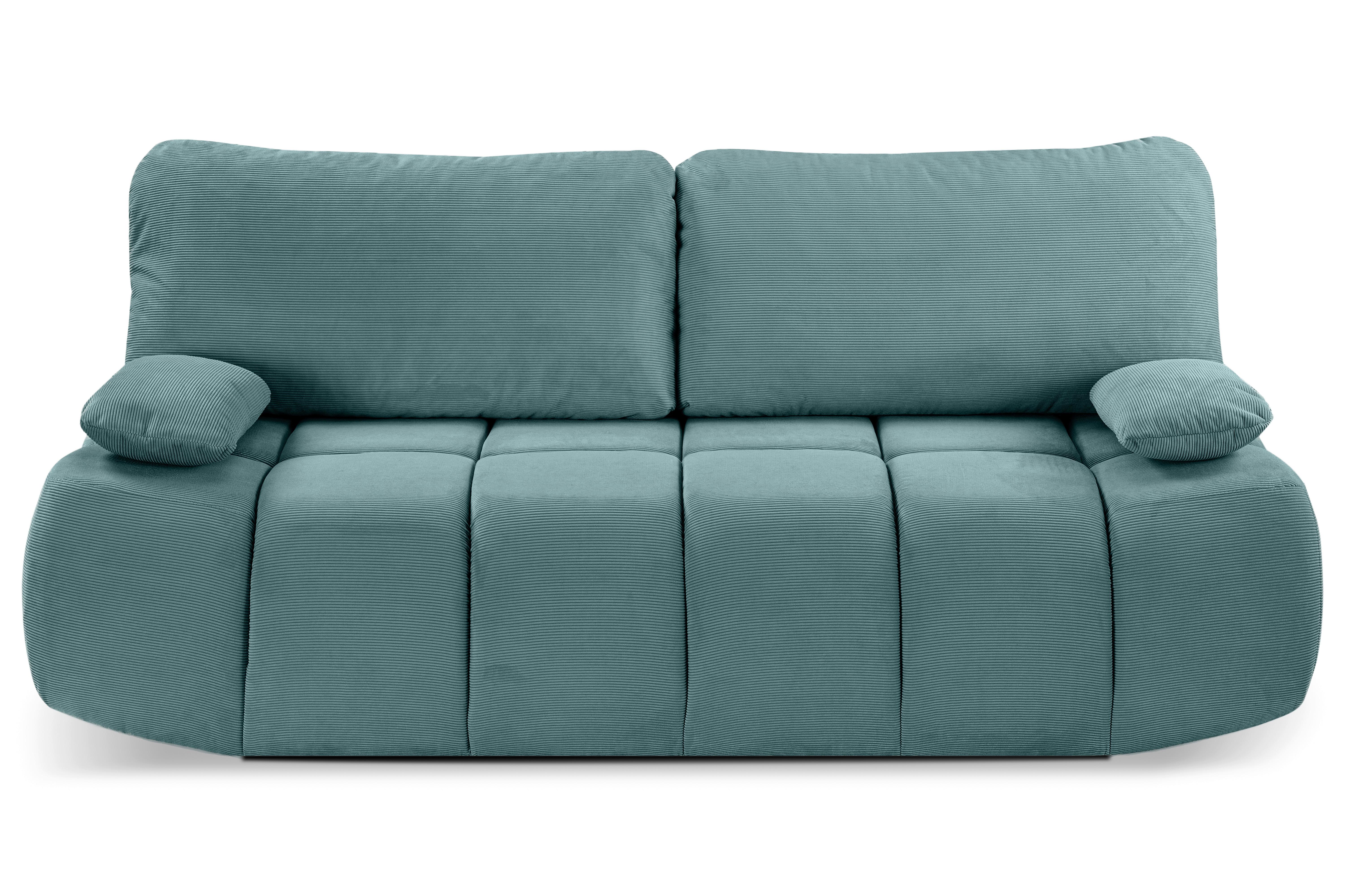 Schlafsofa Lauder Mintblau - Schwarz/Minttürkis, Basics, Holz/Kunststoff (207/93/105cm) - MID.YOU