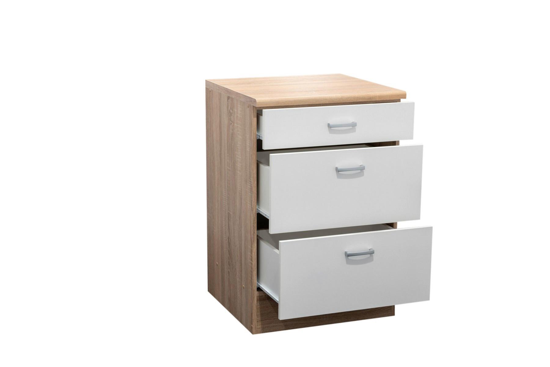 Kuhinjska Spodnja Omarica Andy, Bela, Barva Hrasta - srebrne barve/barve hrasta, Basics, umetna masa/leseni material (60/90/60cm) - Modern Living
