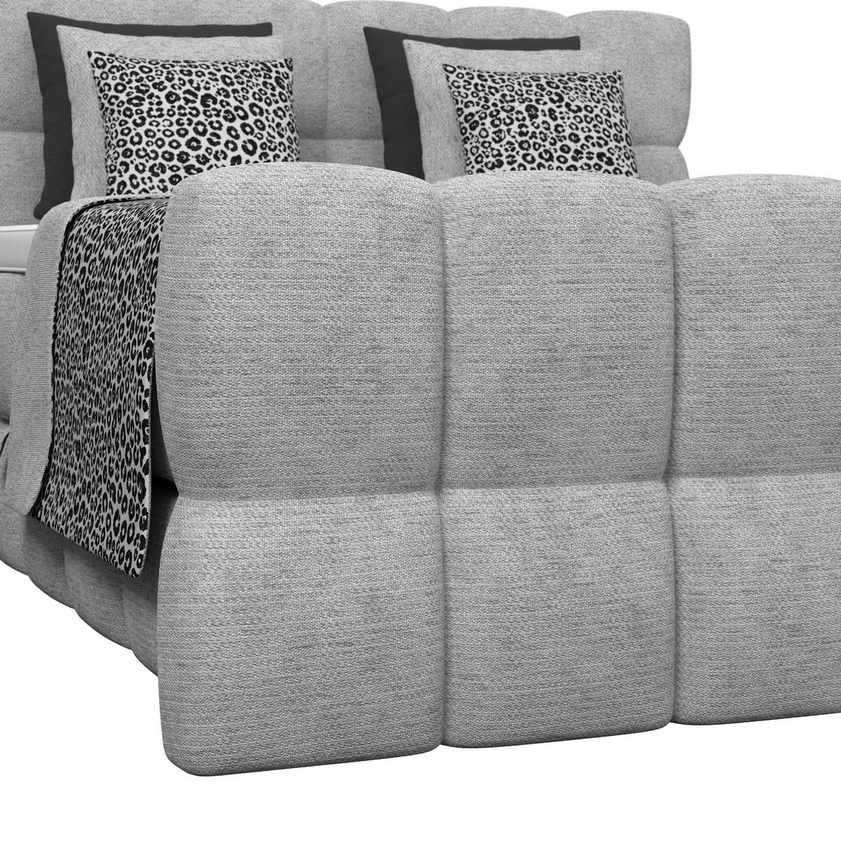 Postelja Boxspring Brisbane, Siva, 160x200 - siva/črna, Trend, kovina/umetna masa (160/200cm) - Premium Living