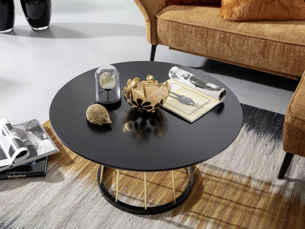 Klubska Miza Wl6.489 - zlate barve/črna, Moderno, kovina/leseni material (80/80/42cm) - MID.YOU