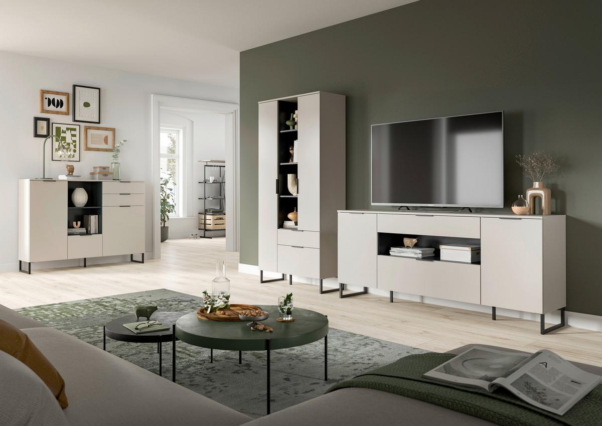 Dnevni Regal Noida, Kašmir, Črna, 2-Delni - kašmir/črna, Design, kovina/leseni material (290/192/41cm) - Livetastic