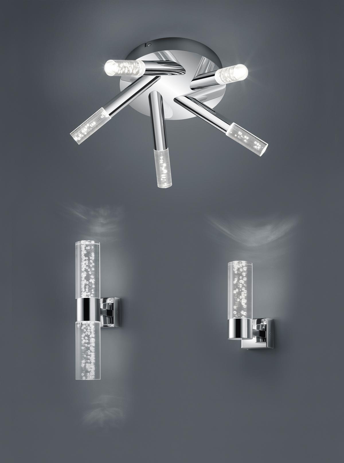 Badezimmer-Deckenleuchte Bolsa Chromfarben/Klar max. 3,1 Watt - Klar/Chromfarben, Design, Kunststoff/Metall (41,5/16,5cm) - Trio Leuchten