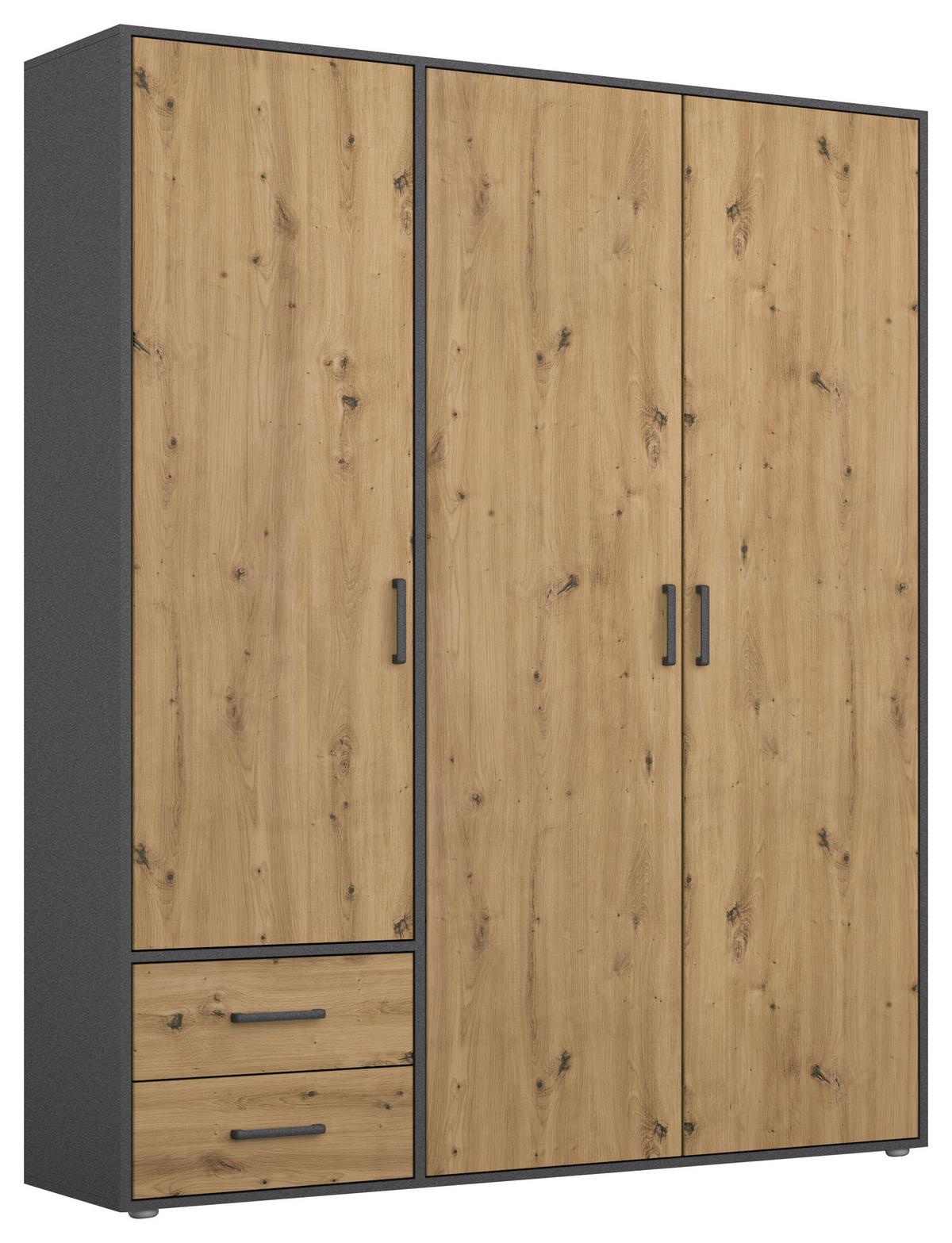 DULAP USI ROTATIVE VOYAGER - stejar Artisan/gri, Modern, material pe bază de lemn (140/194/53cm) - Modern Living