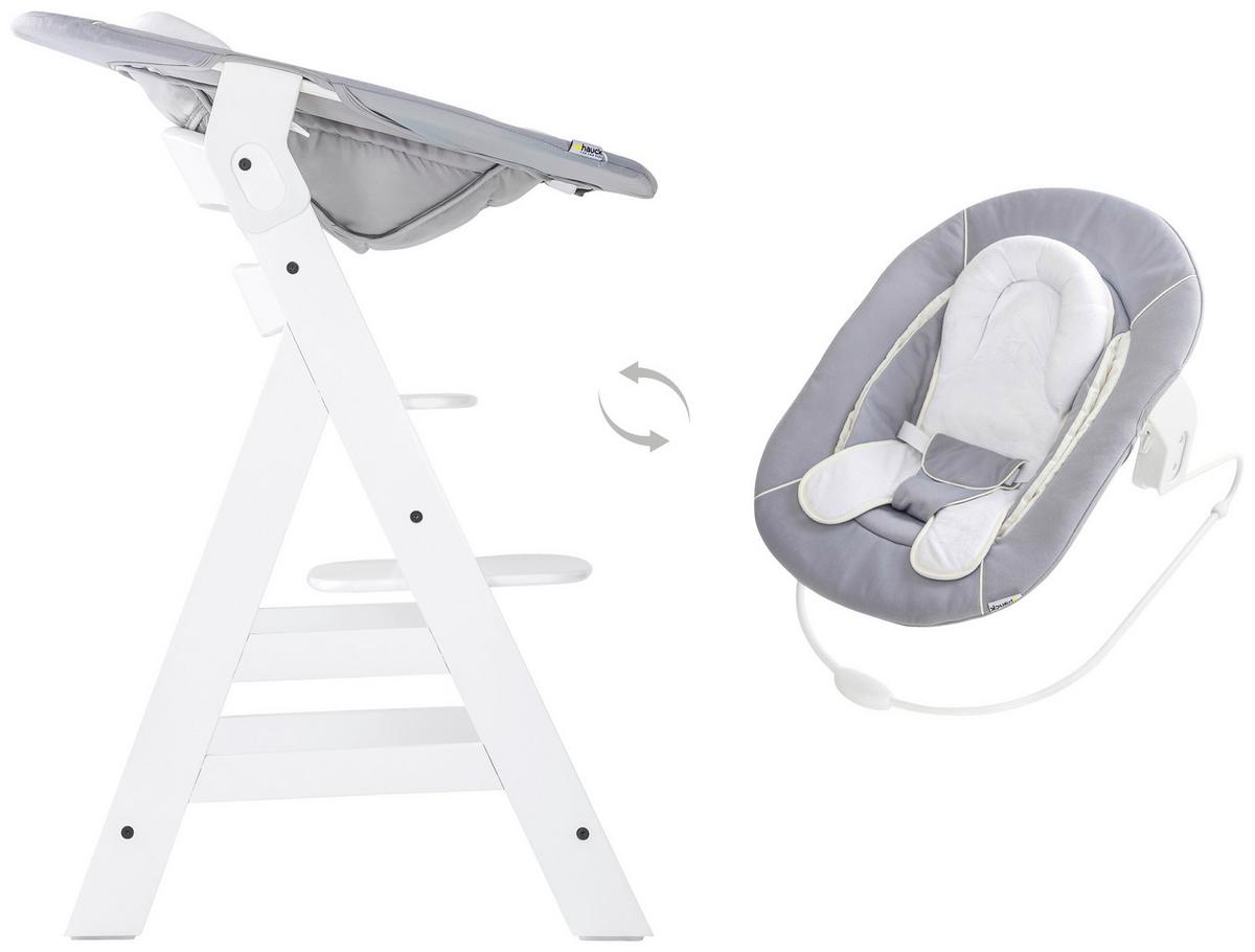 LEŻACZEK ALPHA BOUNCER STRETCH GREY - biały/szary, Konventionell, tkanina (66/49/45cm) - Hauck