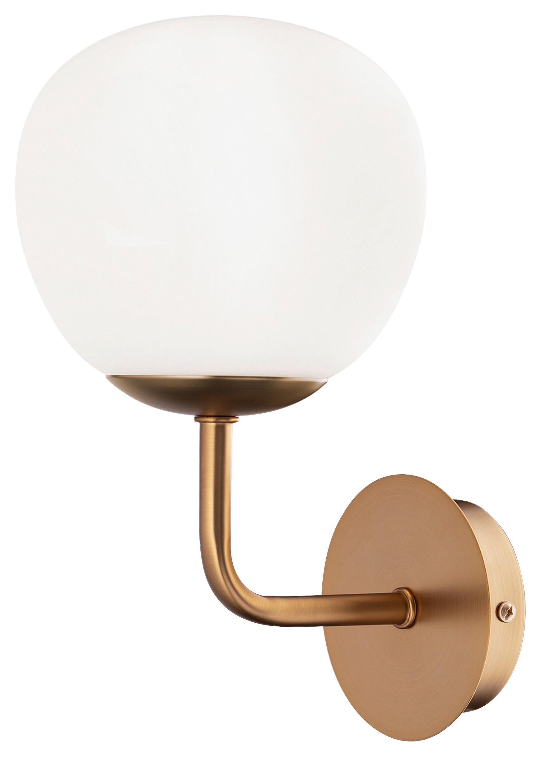 Wandleuchte Erich Weiß/Messing max. 40 Watt - Messingfarben/Weiß, Trend, Glas/Metall (15/27/19cm) - MAYTONI