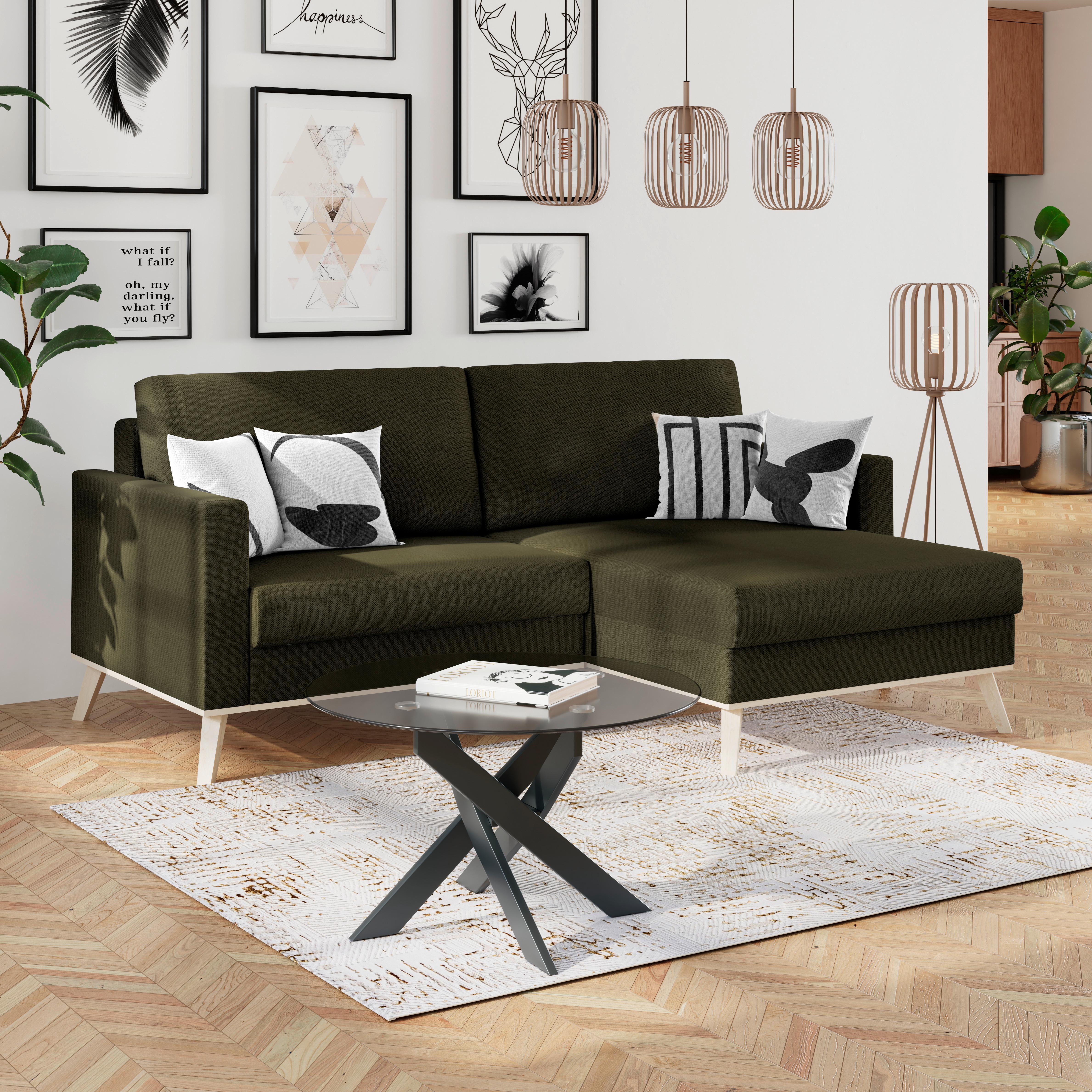 Coltar CARINI - crem/măsliniu, Basics, textil (222/152cm) - Modern Living