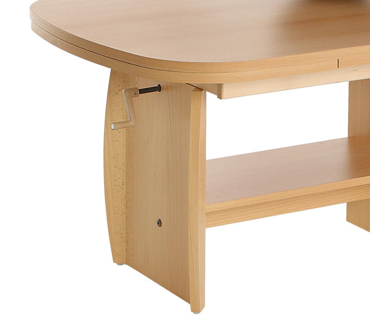 STOLIK KAWOWY MICHAEL SZER: 90-142 CM - kolor bukowy, Basics, materiał drewnopochodny (90 - 142/52 - 62/68cm) - MID.YOU