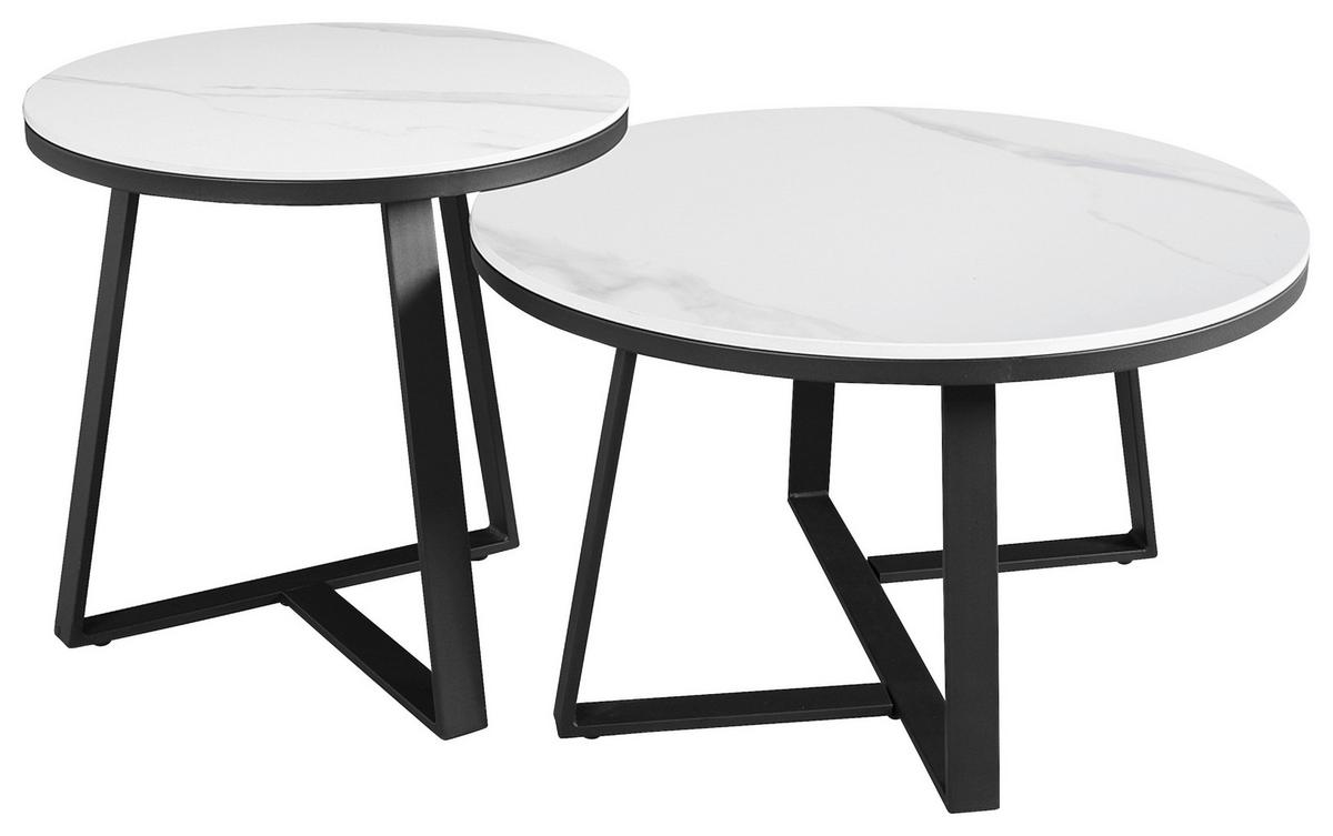 COUCHTISCHSET PETE - Schwarz/Weiß, KONVENTIONELL, Stein/Metall (69/69/39,5cm) - MID.YOU