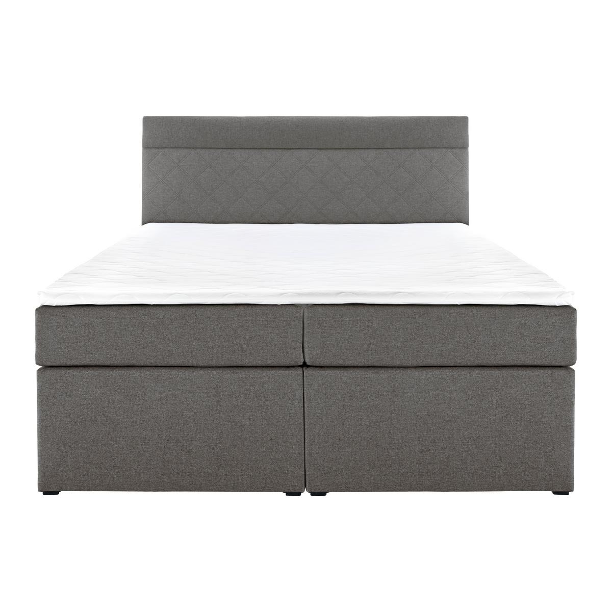 Boxspringbett in Grau ca. 140x 200cm inkl. Topper "Rosa" - Schwarz/Grau, Modern, Holz/Holzwerkstoff (140/200cm) - Bessagi Home