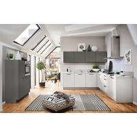 Einbauküche MANHATTAN in Weiss, Quarzgrau - Schwarz/Weiß, MODERN, Holzwerkstoff/Metall (120/248,6/280cm) - Nolte Küchen