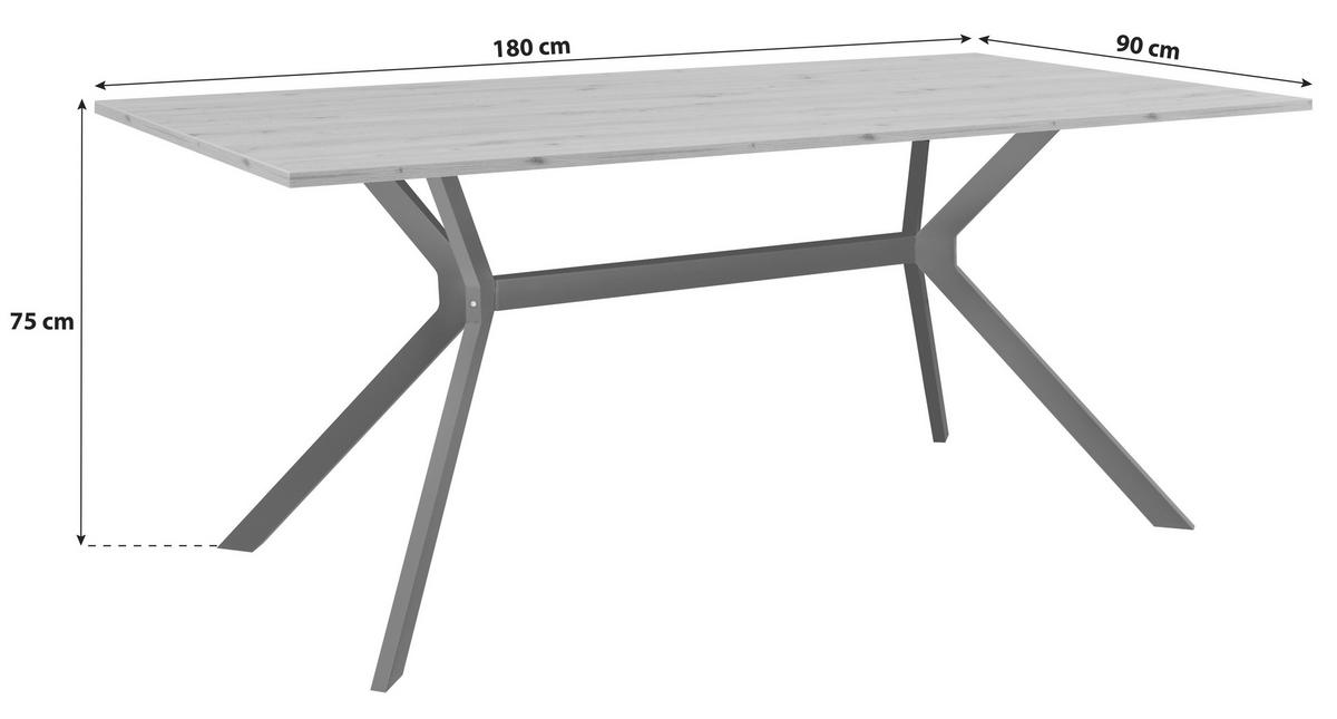 Jedilna Miza Onex, Barva Hrasta, 180x90 Cm - črna/hrast artisan, Basics, kovina/leseni material (180/90/75cm) - MID.YOU