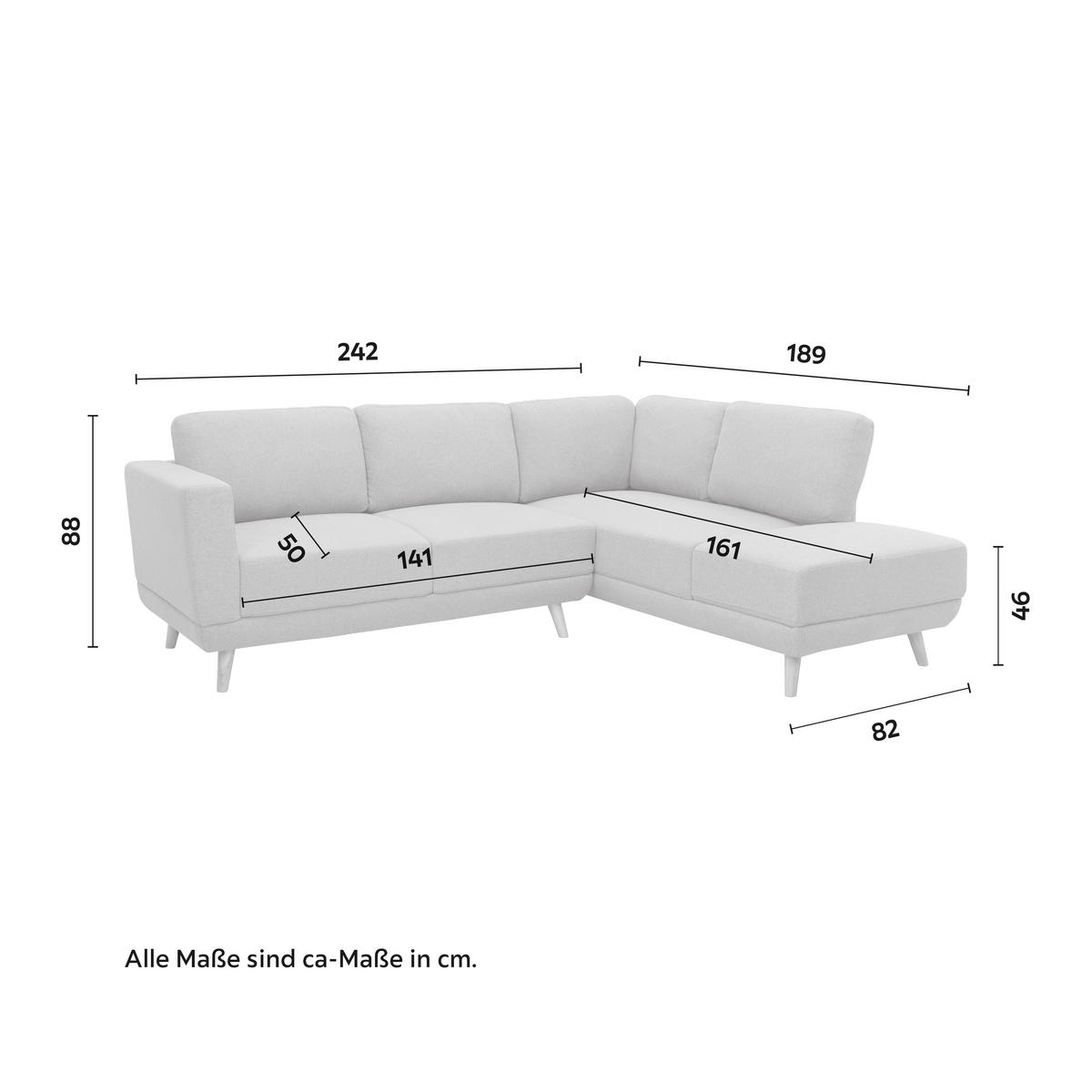 canapé d'angle KYLE - Naturfarben/Grau, Modern, Holz/Textil (242/88/189cm) - Bessagi Home