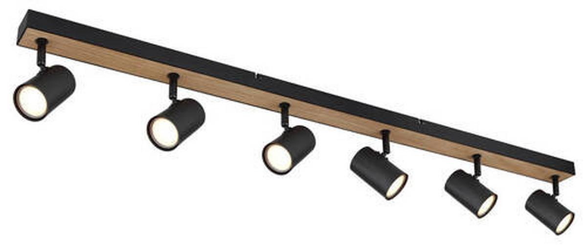 Strahler Robby Schwarz/Dunkelbraun max. 35 W - Dunkelbraun/Schwarz, Natur, Holzwerkstoff/Metall (115/6/13,5cm) - Globo