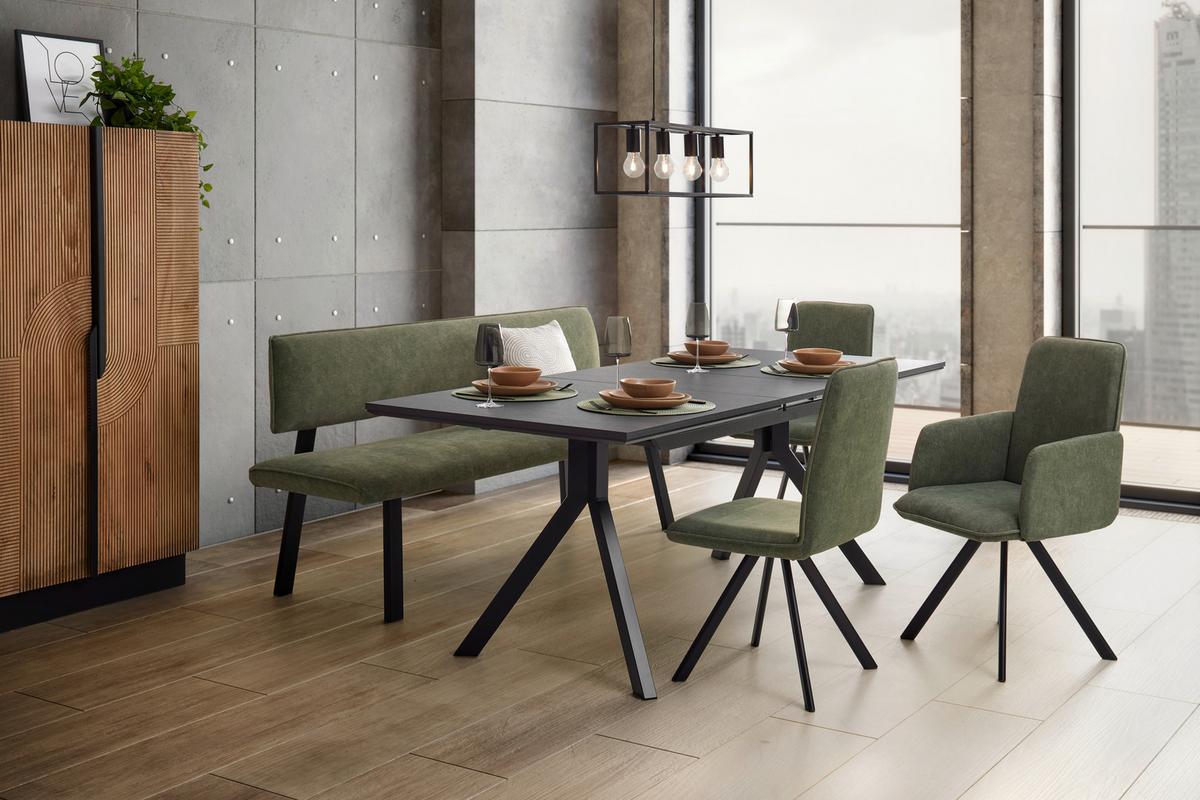 Sitzbank Mendosa 100 in Grün - Schwarz/Grün, Basics, Textil/Metall (170/87/60cm) - Premium Living