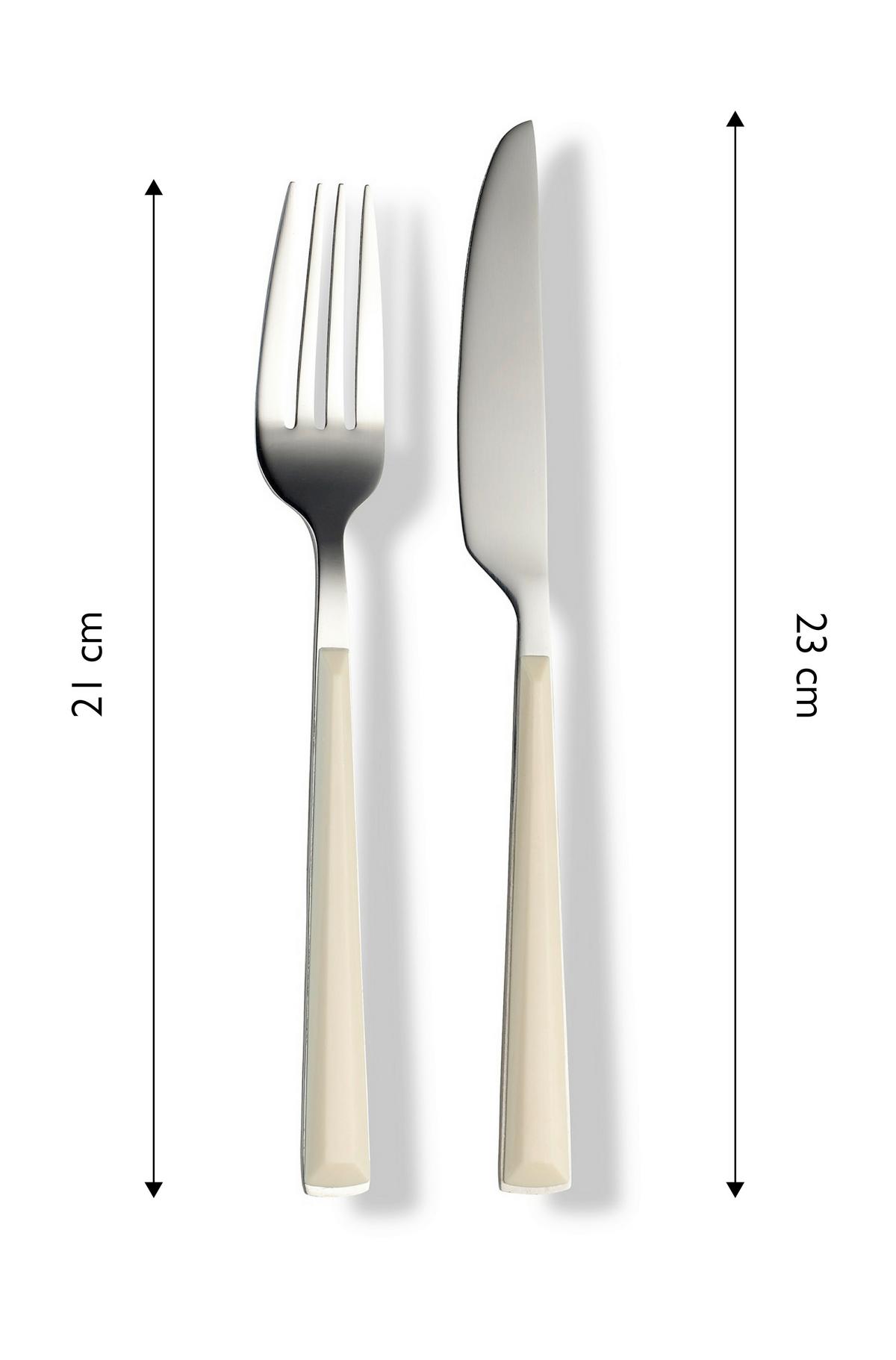 Besteckset Basic Creme/Silber 16-teilig - Silberfarben/Creme, Basics, Metall - Echtwerk