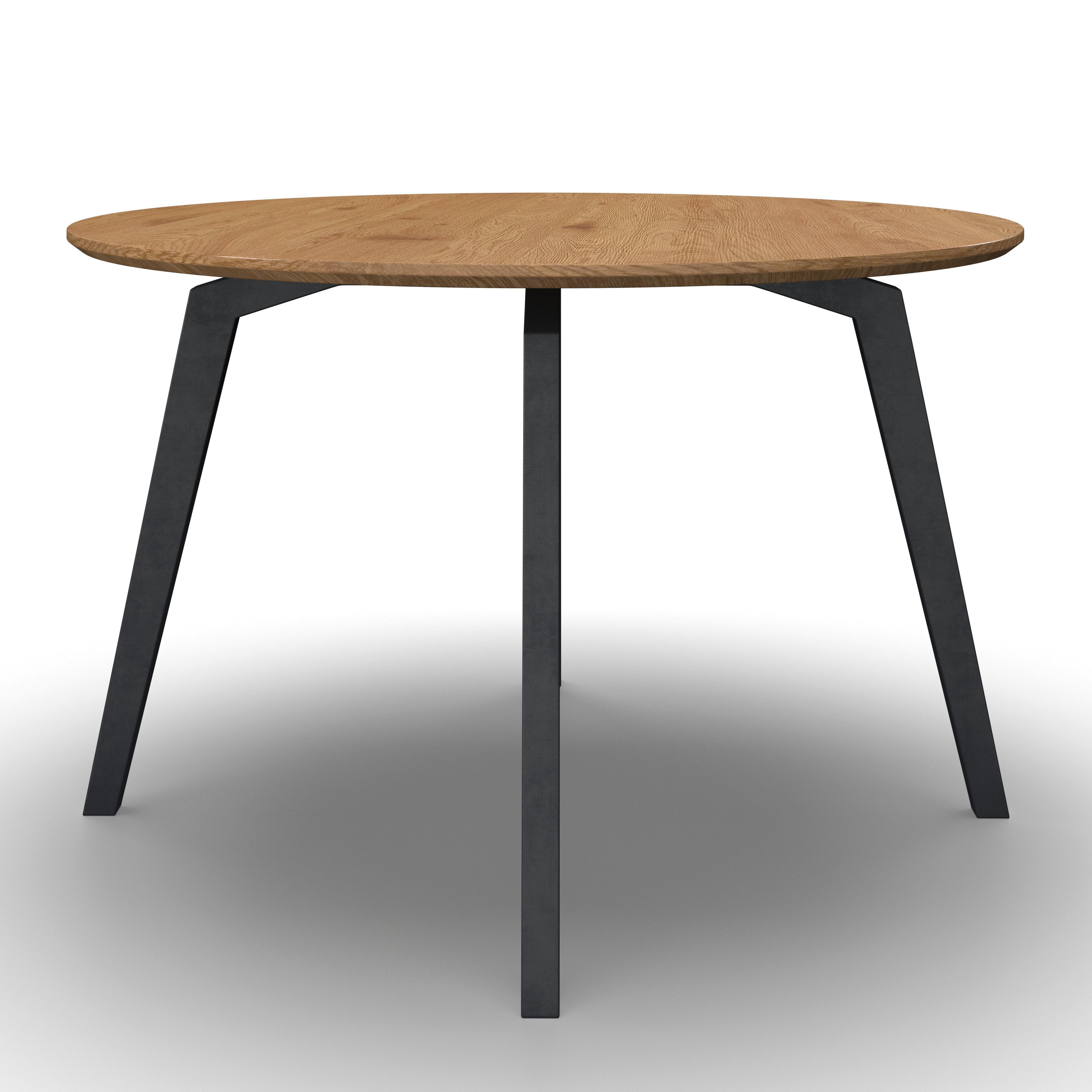 Esstisch rund Elian Eichefarben MDF Ø ca. 120 cm - Eichefarben/Schwarz, MODERN, Holzwerkstoff/Metall (120/76cm) - Bessagi Home