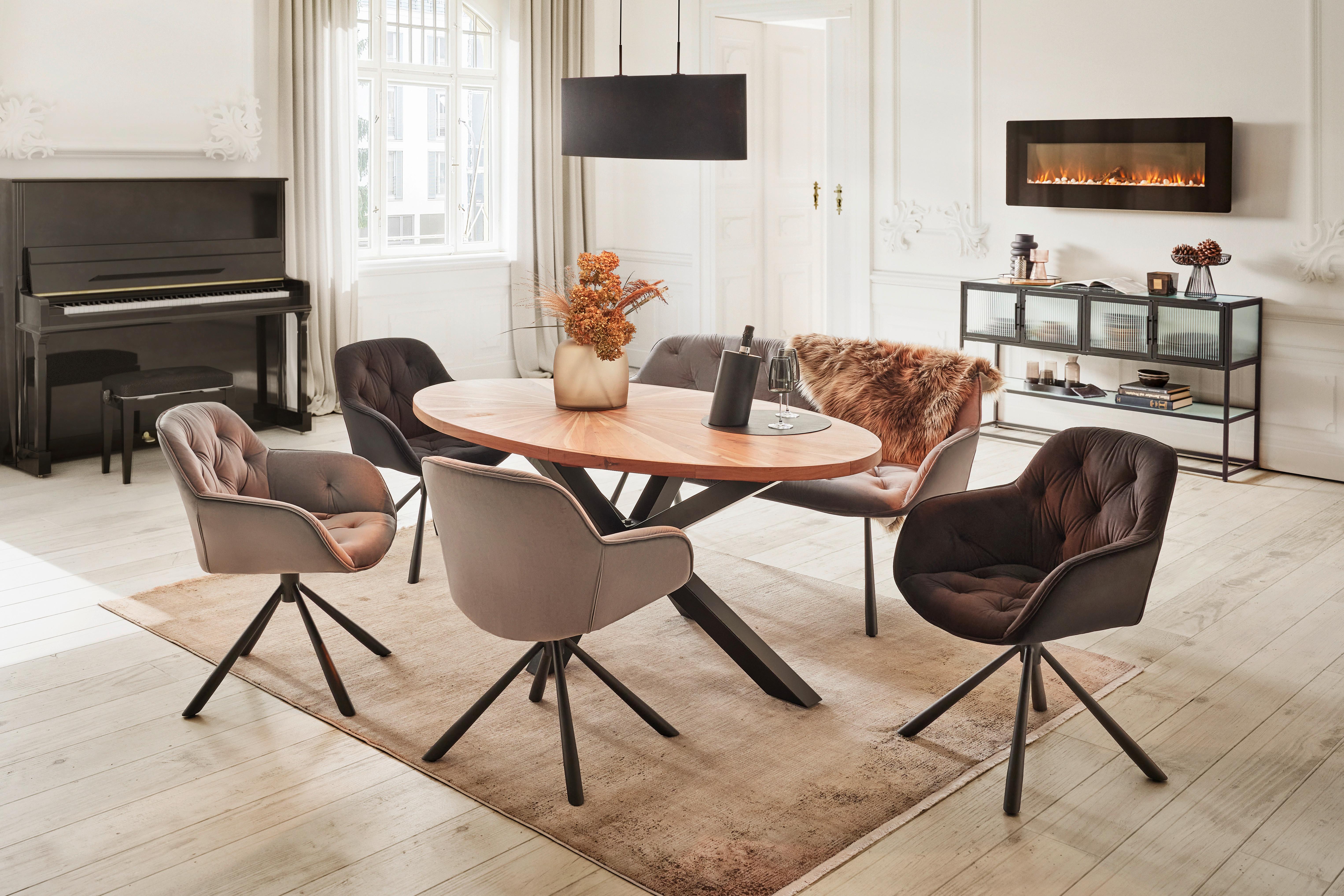 MATBORD ORBIT - svart/akaciefärgad, Design, metall/trä (180/76/100cm) - Zandiara
