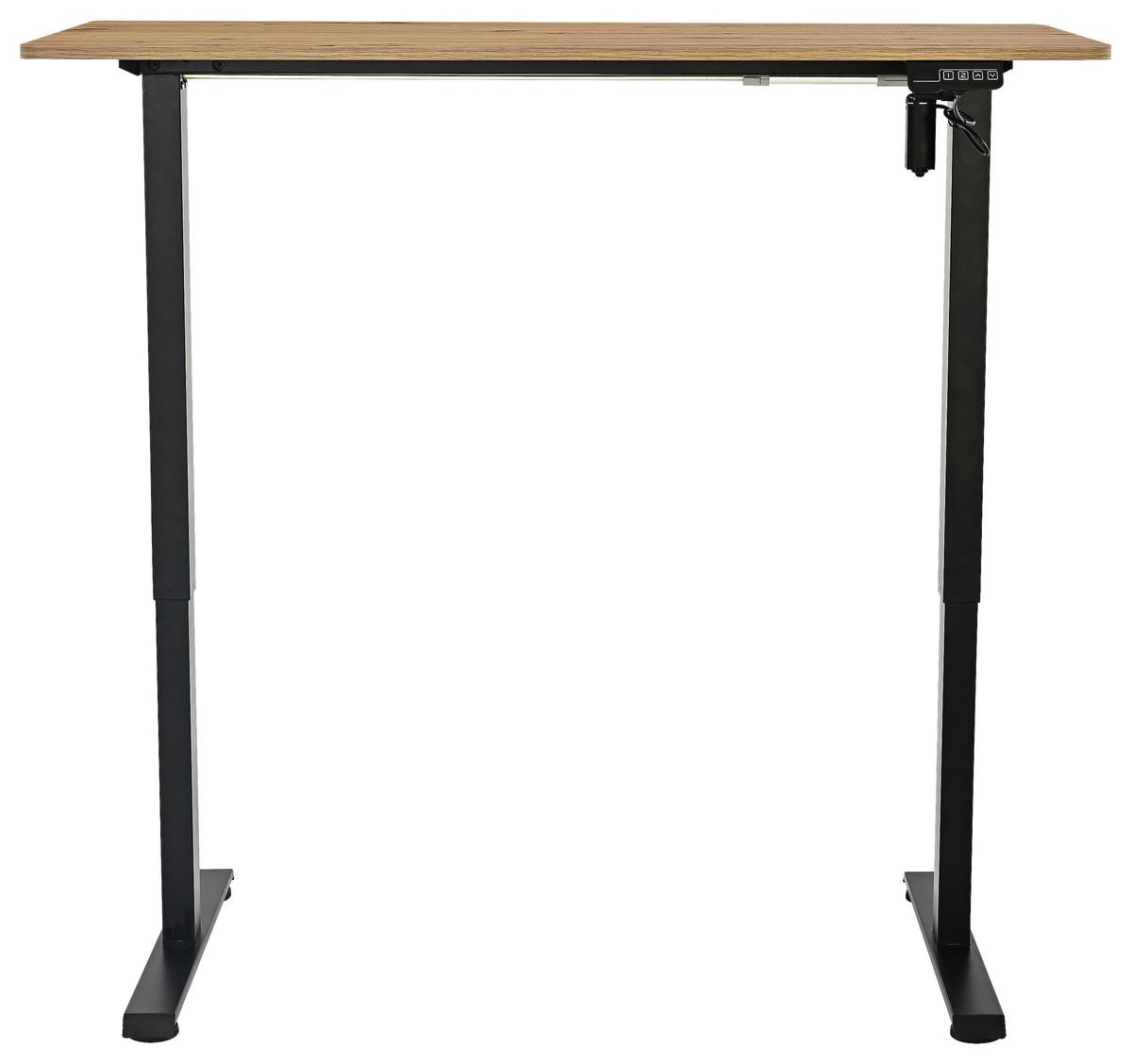 Dvižna Miza Emil 3, Barva Hrasta, Črna, 120x72-118cm - črna/hrast artisan, Trend, kovina/leseni material (120/72-118/60cm)