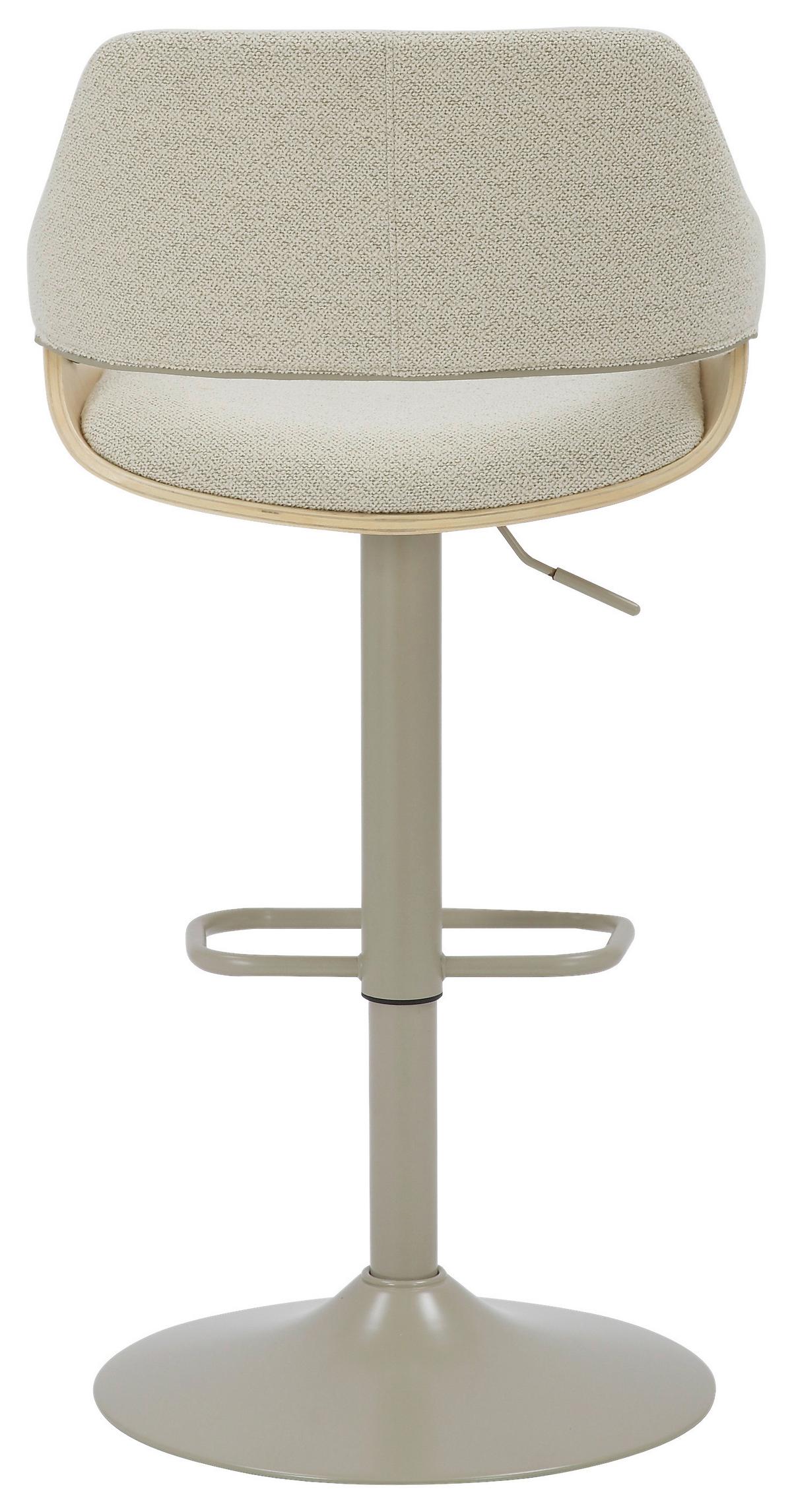 STOŁEK BAROWY FLORENTINA -HOM IN EXKLUSIV- - kolor dębowy/kremowy, Design, metal/drewno (51/90-111/51cm) - Hom`in