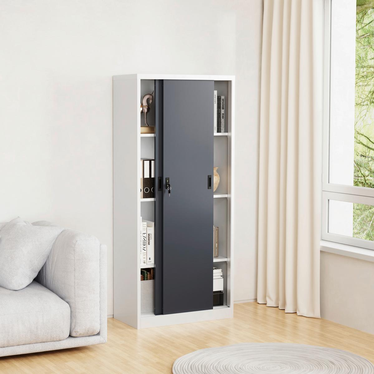 Aktenschrank Malivo - Weiss/Anthrazit, Konventionell, Metall (80/180/40cm) - MID.YOU