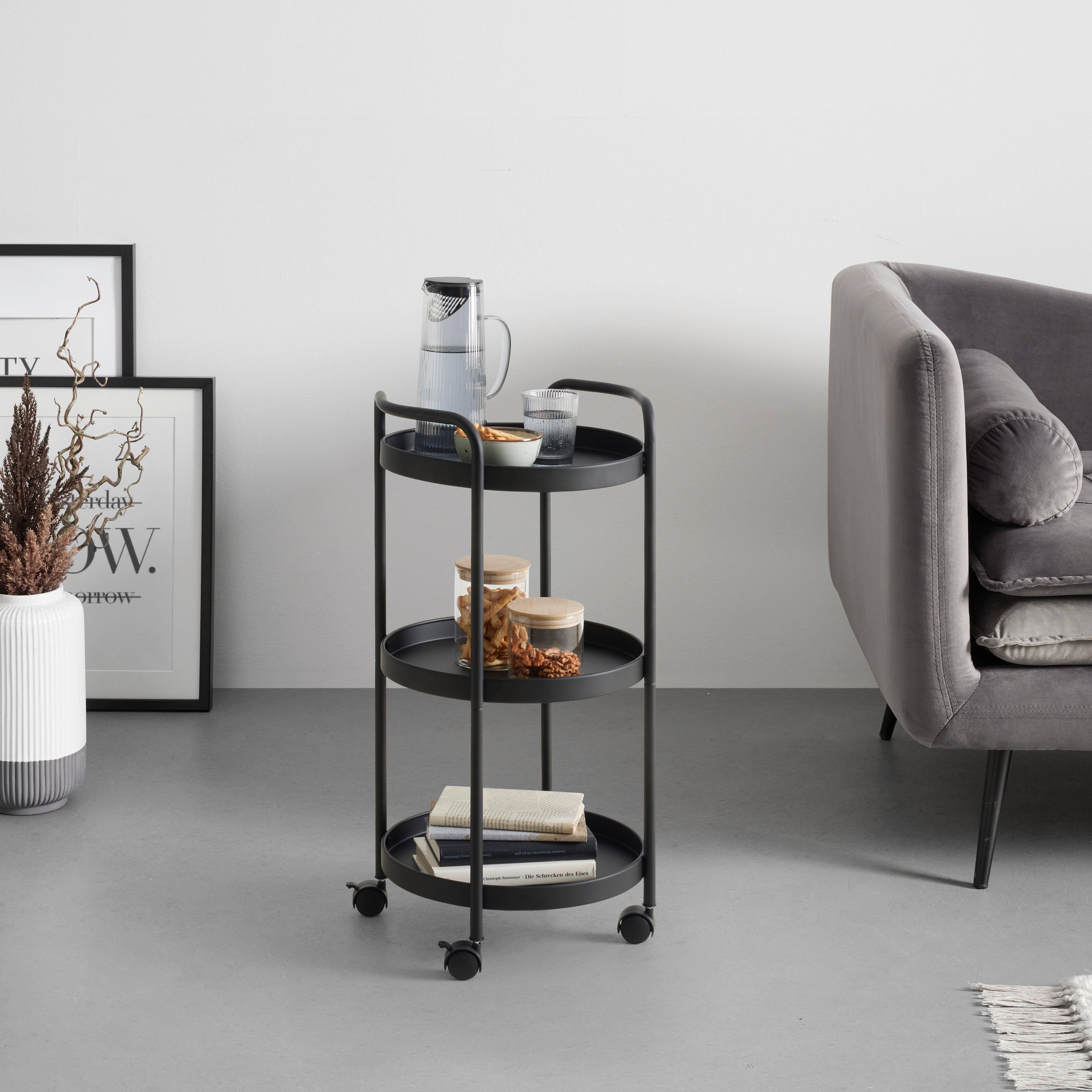 Kolica Za Serviranje Justus - crna, Moderno, metal/plastika (39,5/72,5/35,5cm) - Modern Living