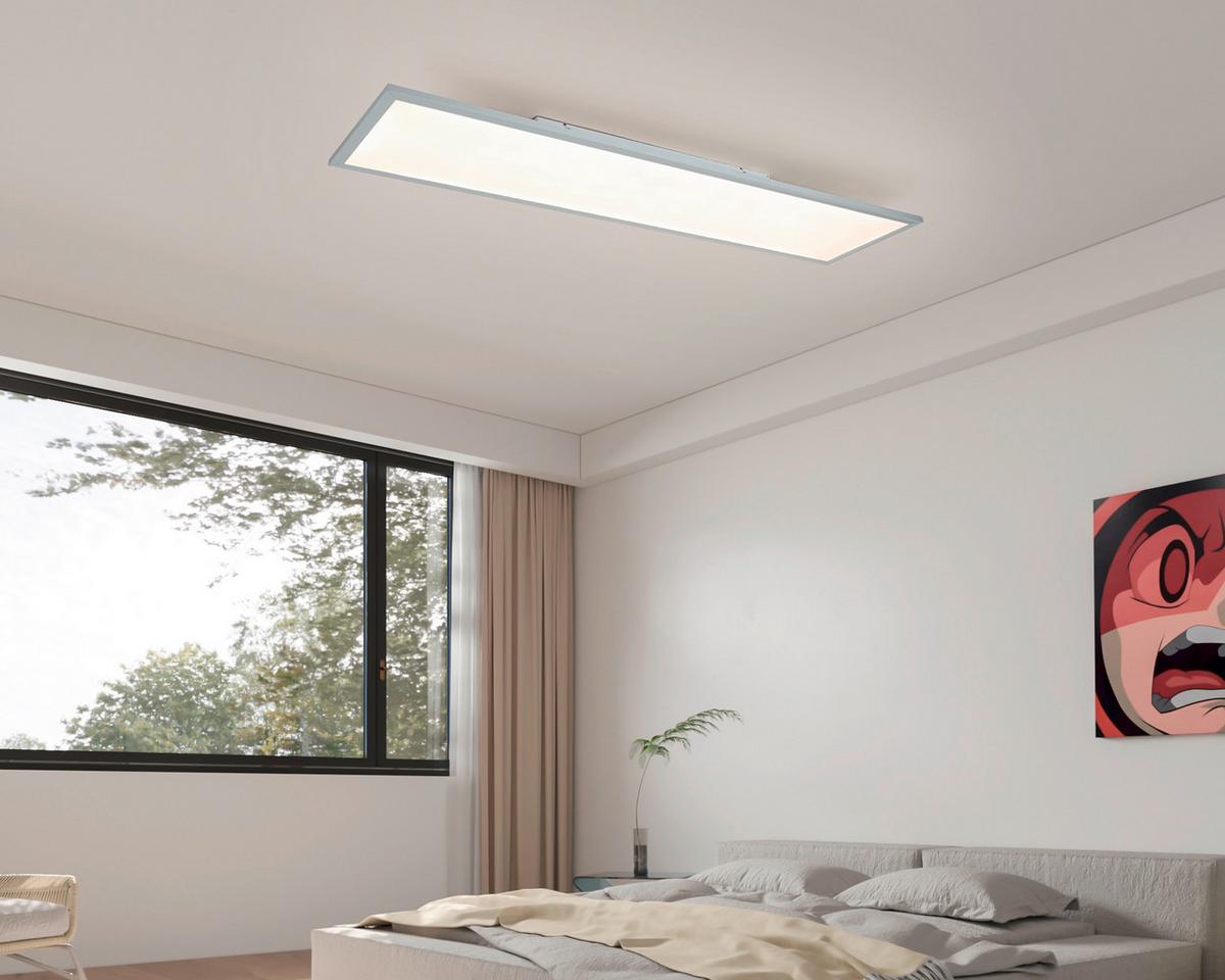 LED-Deckenleuchte Cornelius Silberfarben/Weiß max. 36 Watt - Silberfarben/Weiß, MODERN, Kunststoff/Metall (120/30/7,5cm) - Mömax