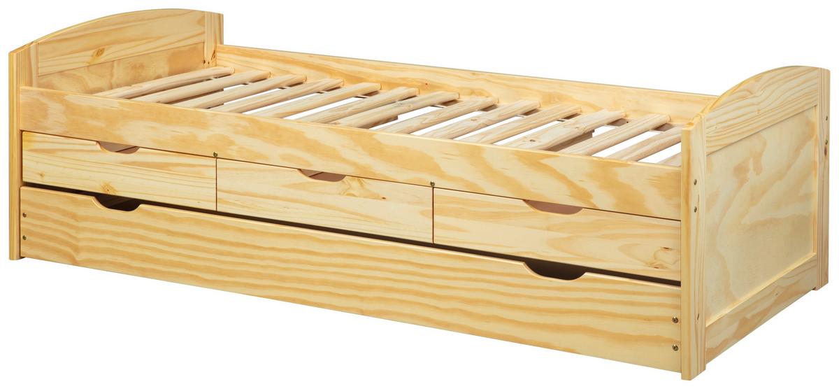 Ausziehbett Marinella Kiefer - Kieferfarben, Basics, Holz/Kunststoff (90/200cm) - MID.YOU