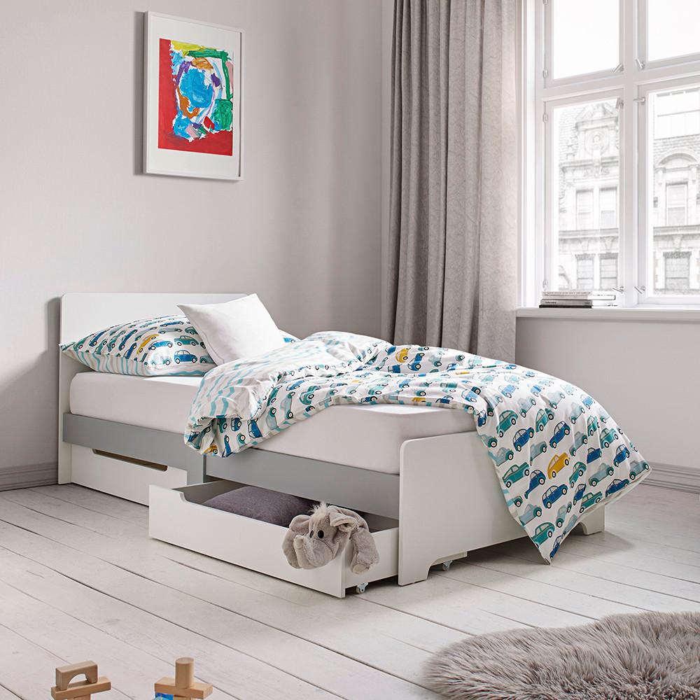 Stauraumbett Danny Weiß ca. 90x200 cm MDF - Naturfarben/Weiß, MODERN, Holz/Holzwerkstoff (96/80/203cm) - Bessagi Kids