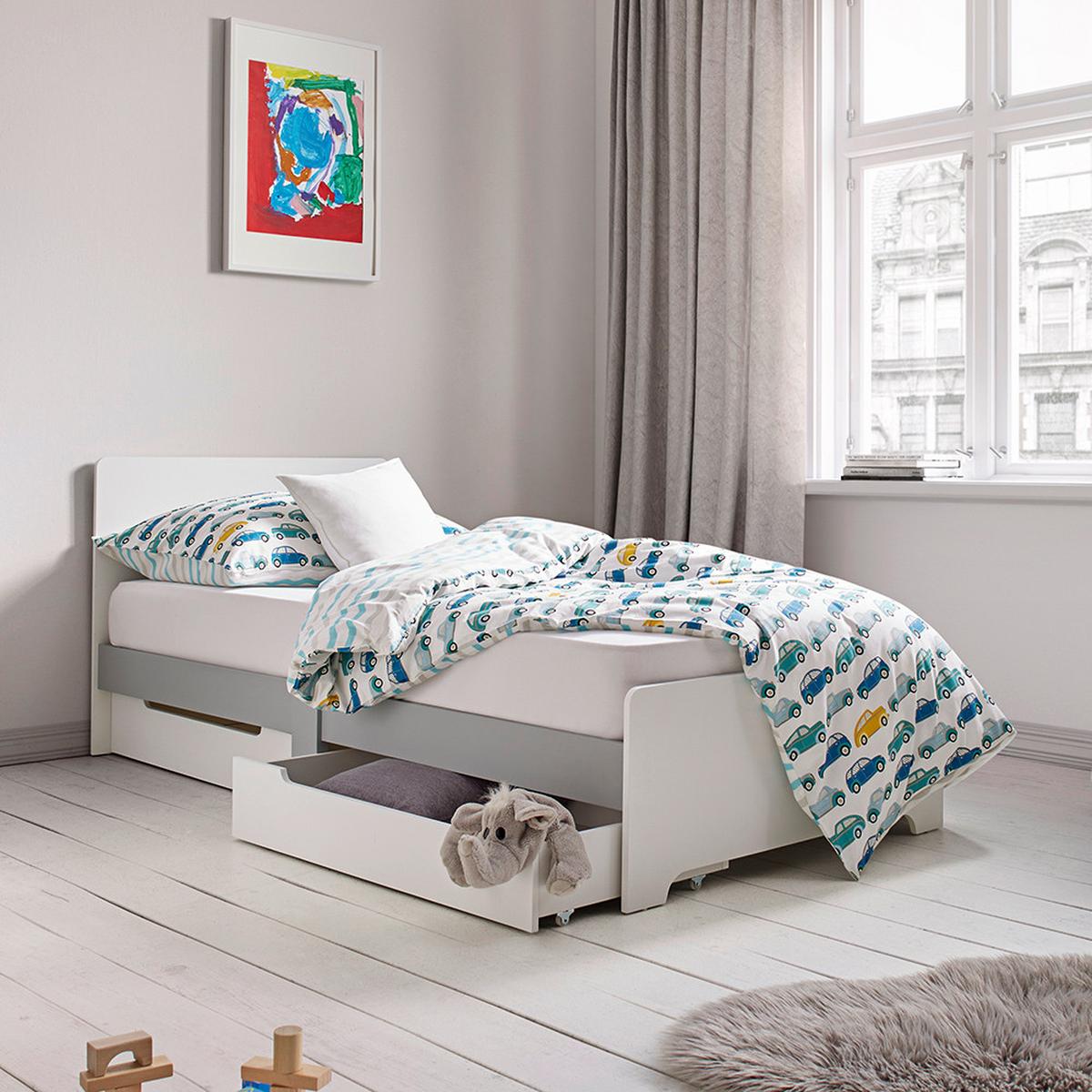 Stauraumbett Danny Weiß ca. 90x200 cm MDF - Naturfarben/Weiß, MODERN, Holz/Holzwerkstoff (96/80/203cm) - Bessagi Kids