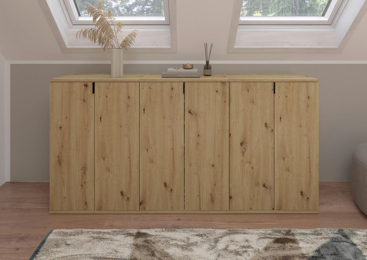 Schuhschrank Projekt X ca.61x99x34cm Eichefarben - KONVENTIONELL, Holzwerkstoff/Kunststoff (61/99/34cm) - MID.YOU