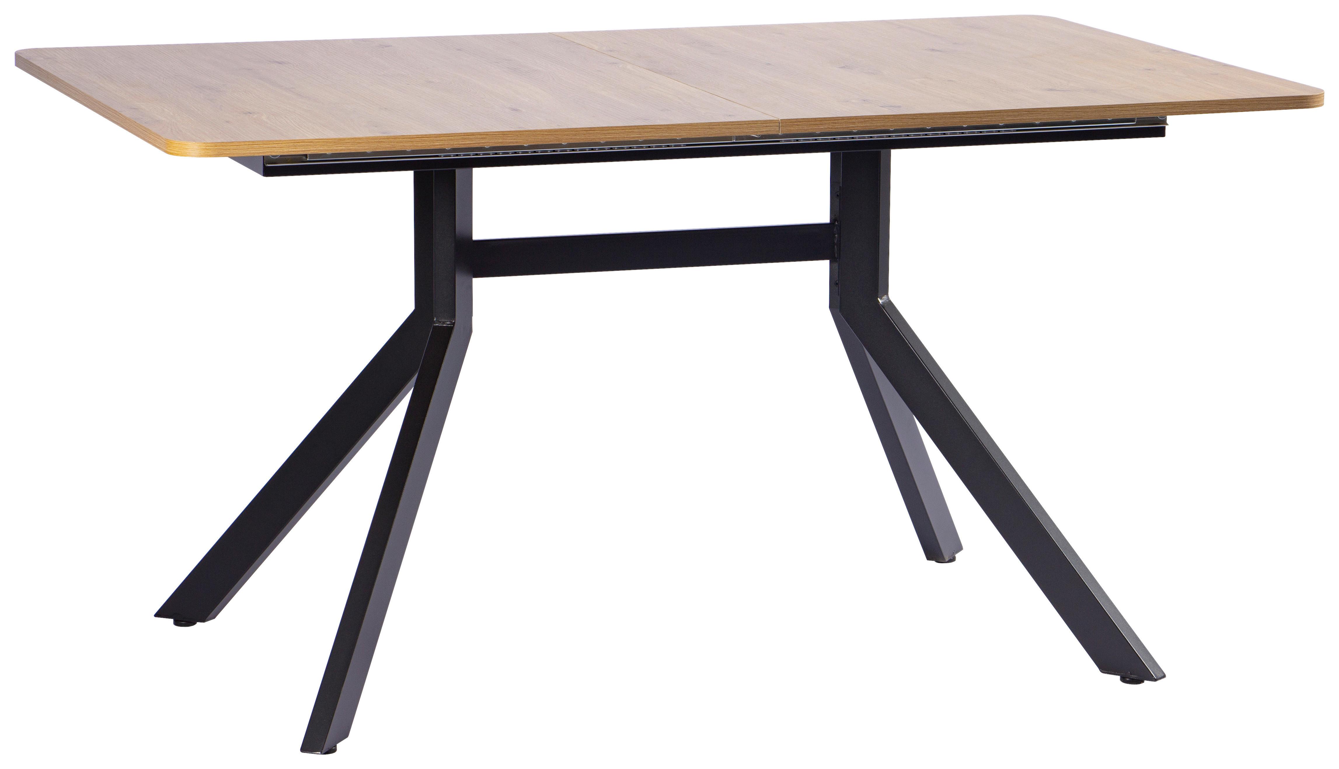 Raztegljiva Miza Jax, Barva Hrasta, Črna, 150-190x90 - črna/hrast artisan, Moderno, kovina/leseni material (150-190/90/76cm) - Livetastic