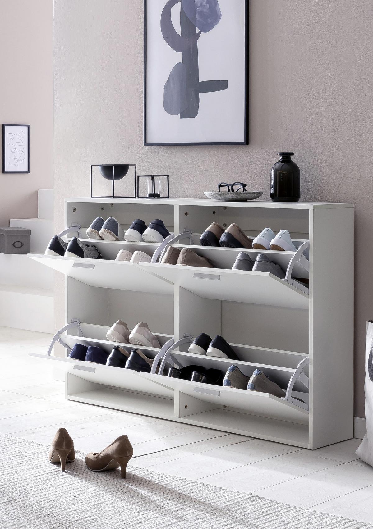 Omara Za Čevlje Sonoma, Bela - srebrne barve/bela, Konvencionalno, kovina/leseni material (120/81/24cm) - MID.YOU