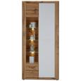 Vitrine Weiß/Eichefarben - Eichefarben/Silberfarben, KONVENTIONELL, Glas/Holzwerkstoff (91/198/35cm) - MODERN LIVING