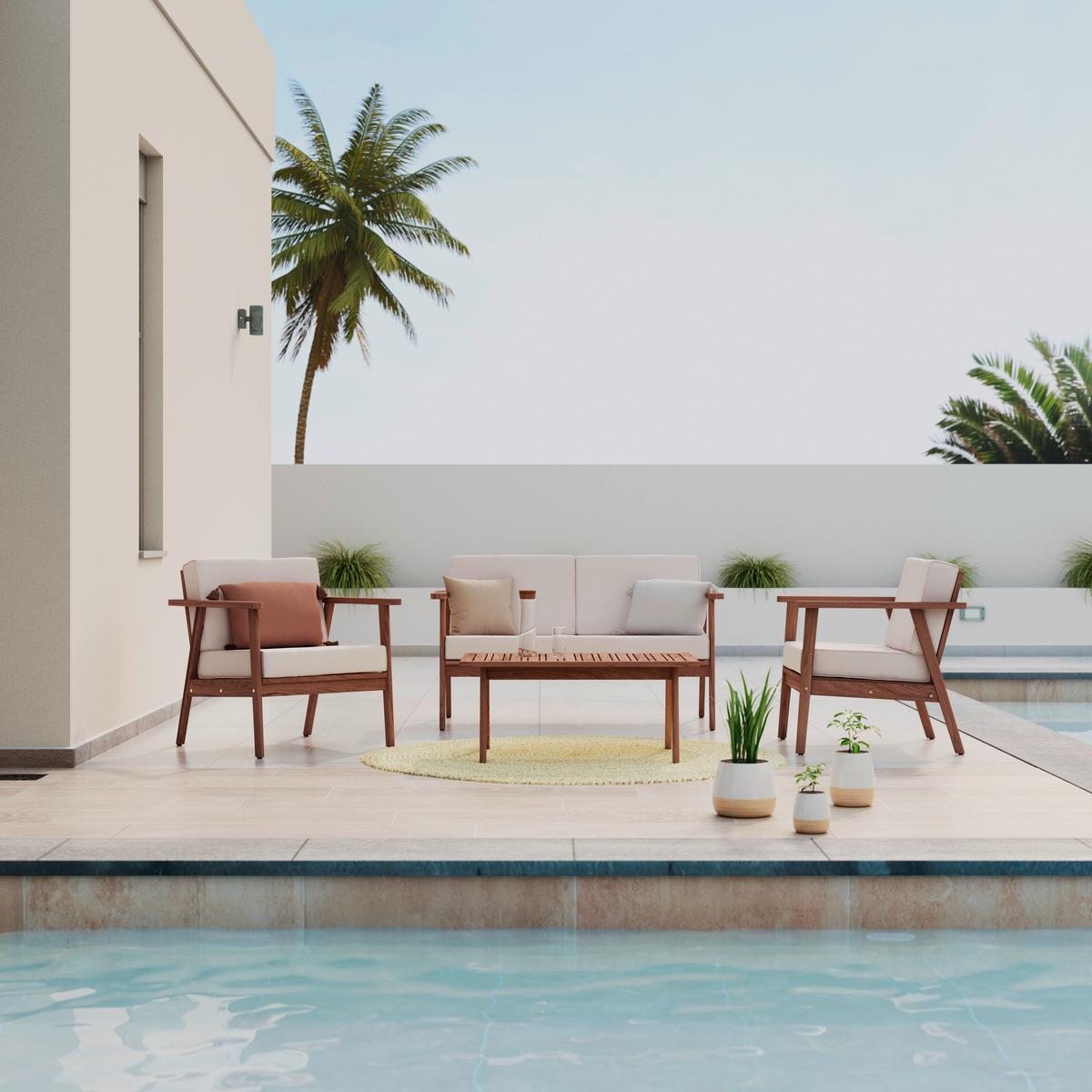 Vrtni Set Till - boje bagrema/krem, Moderno, drvo/tekstil (130/75/71cm) - Mömax