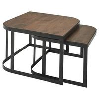 Couchtischset Wohnling 2-er Set aus Mangoholz - Dunkelbraun/Schwarz, MODERN, Holz/Metall (60/60/40cm) - MID.YOU
