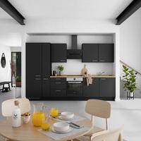 Küchenblock Touch High m. Geräten Schwarz - Edelstahlfarben/Eichefarben, MODERN, Holzwerkstoff/Metall (330cm) - Nobilia