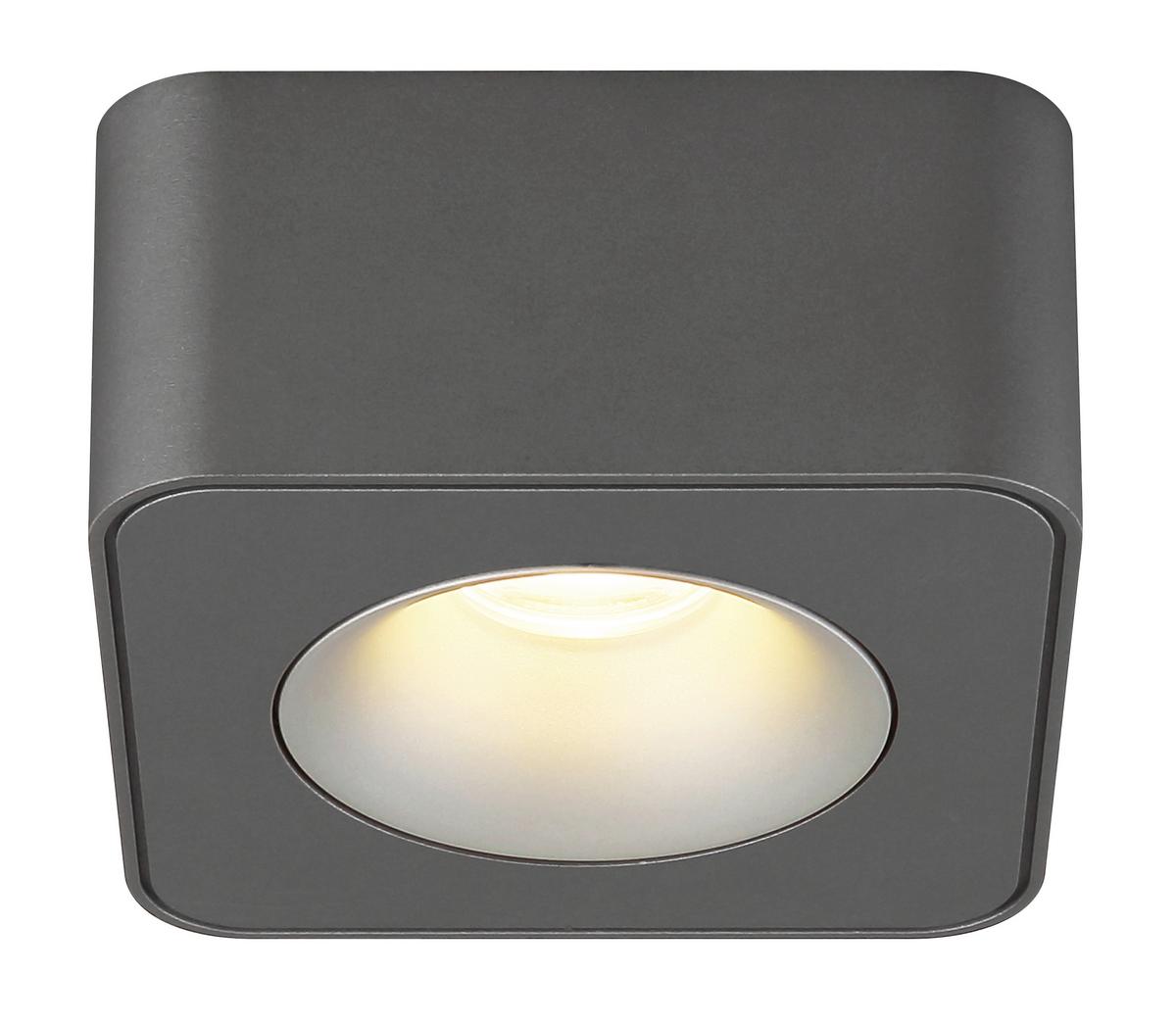 LED-Strahler Hangarau Klar/Dunkelgrau max. 6,5 Watt - Klar/Dunkelgrau, Konventionell, Kunststoff/Metall (11,7/11,7/5,5cm) - Globo