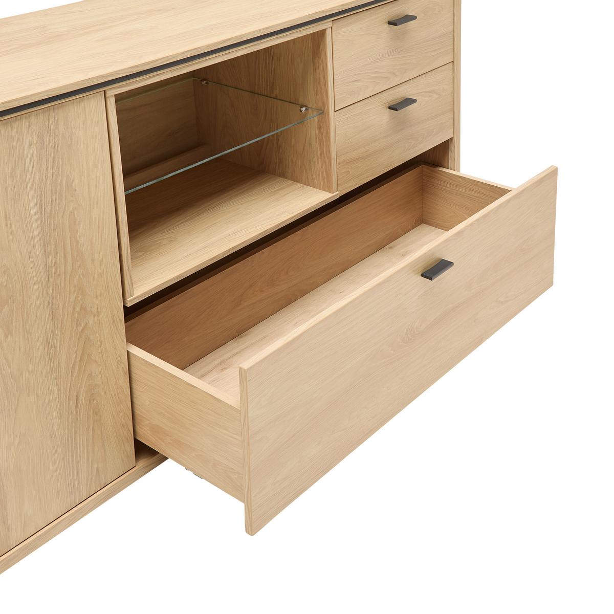 Sideboard Lagos Eichefarben - Eichefarben/Anthrazit, Modern, Glas/Holzwerkstoff (210,2/87,5/42,5cm) - Premium Living