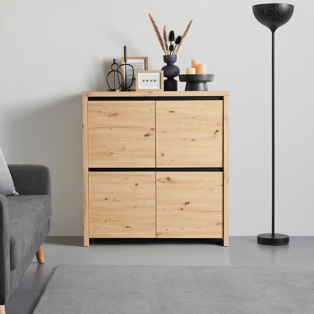 Kommode in Eichefarben - Schwarz/Eiche Artisan, MODERN, Holzwerkstoff (105/112/40cm) - Mömax