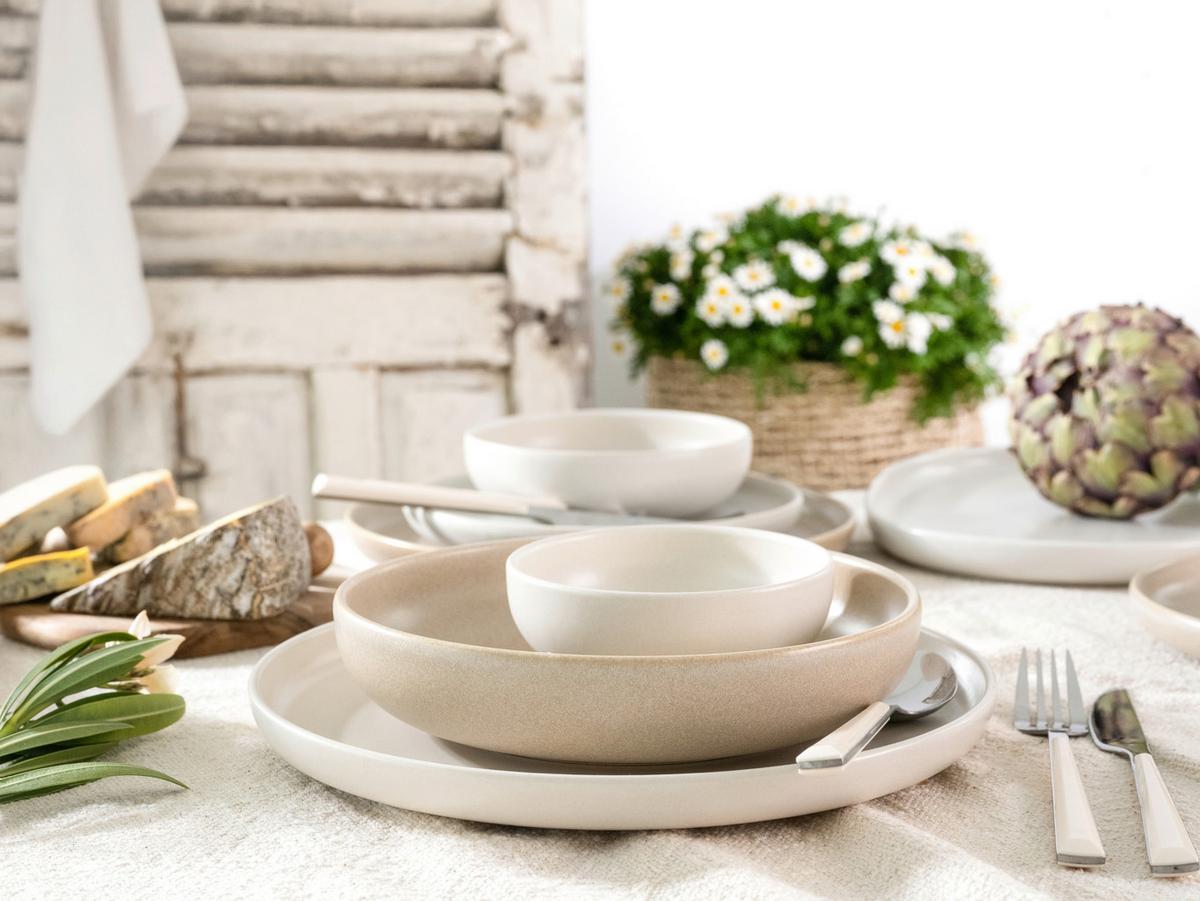 Jedilni Servis Uno Toscana, 12-Delni - krem barve/peščene barve, Basics, keramika - Creatable