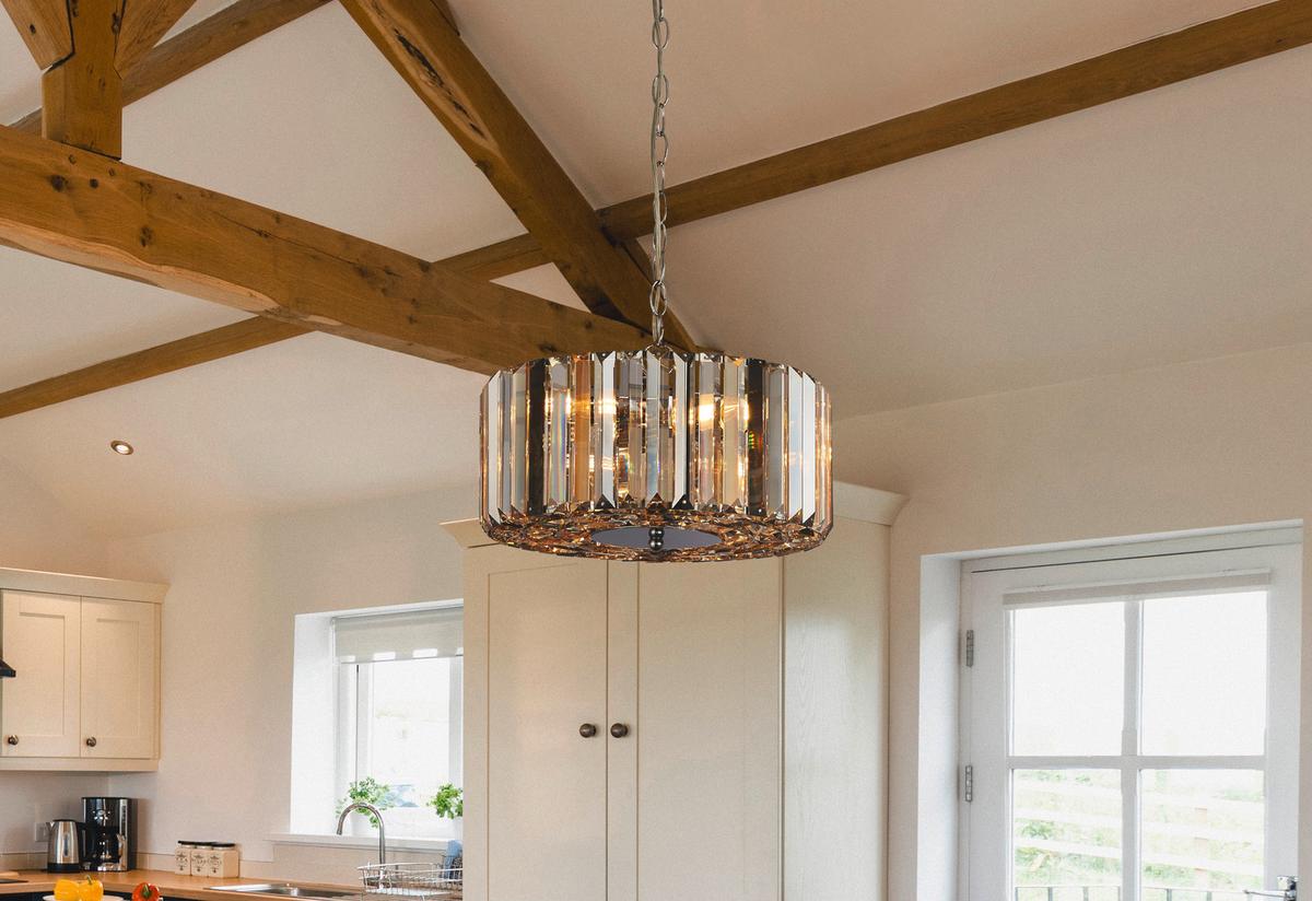 Függőlámpa Chapeau 82101-3cc - krómszínű/borostyánszínű, Konventionell, üveg/fém (35/136cm)