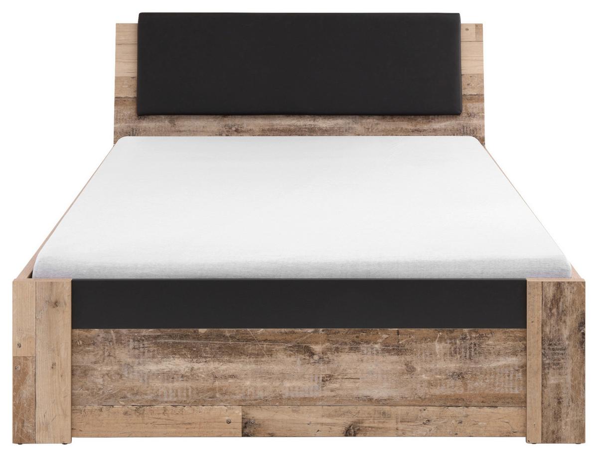 Bett in Anthrazit/Fichtefarbe 'Merlin' - Fichtefarben/Anthrazit, Basics, Holzwerkstoff/Kunststoff (140/200cm) - MID.YOU