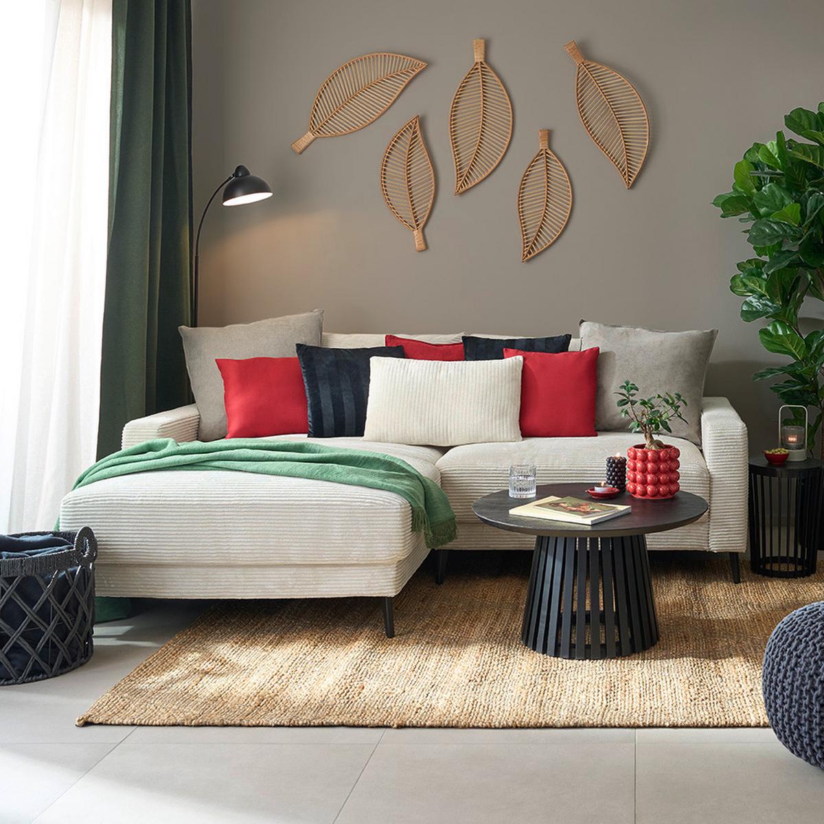 Wohnlandschaft Cora Beige - Beige/Schwarz, Modern, Holz/Textil (223/86/161cm) - Mömax