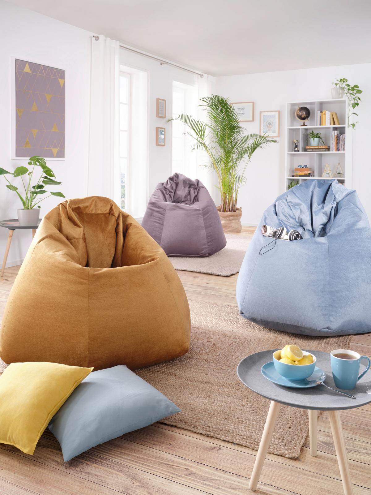 Ülőzsák Verona Samt - sárga/antracit, textil (90/105/90cm) - Best Price
