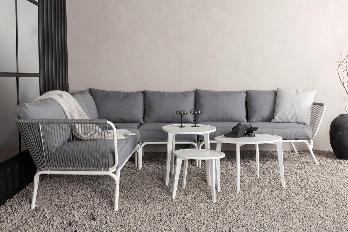 Dining-Loungeset Roxo ca. 283x221 cm Grau/Weiß - Weiß/Grau, KONVENTIONELL, Textil/Metall - Gardenson
