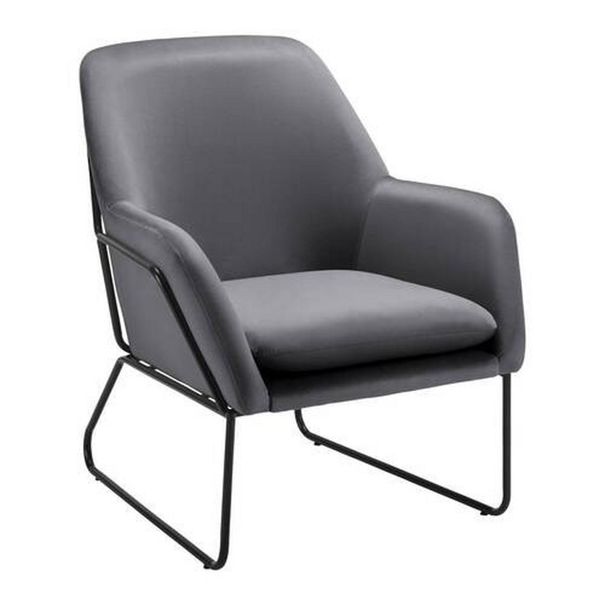 Sessel Kezia Dunkelgrau Samt - Dunkelgrau/Schwarz, MODERN, Textil/Metall (71/84/79cm) - Bessagi Home